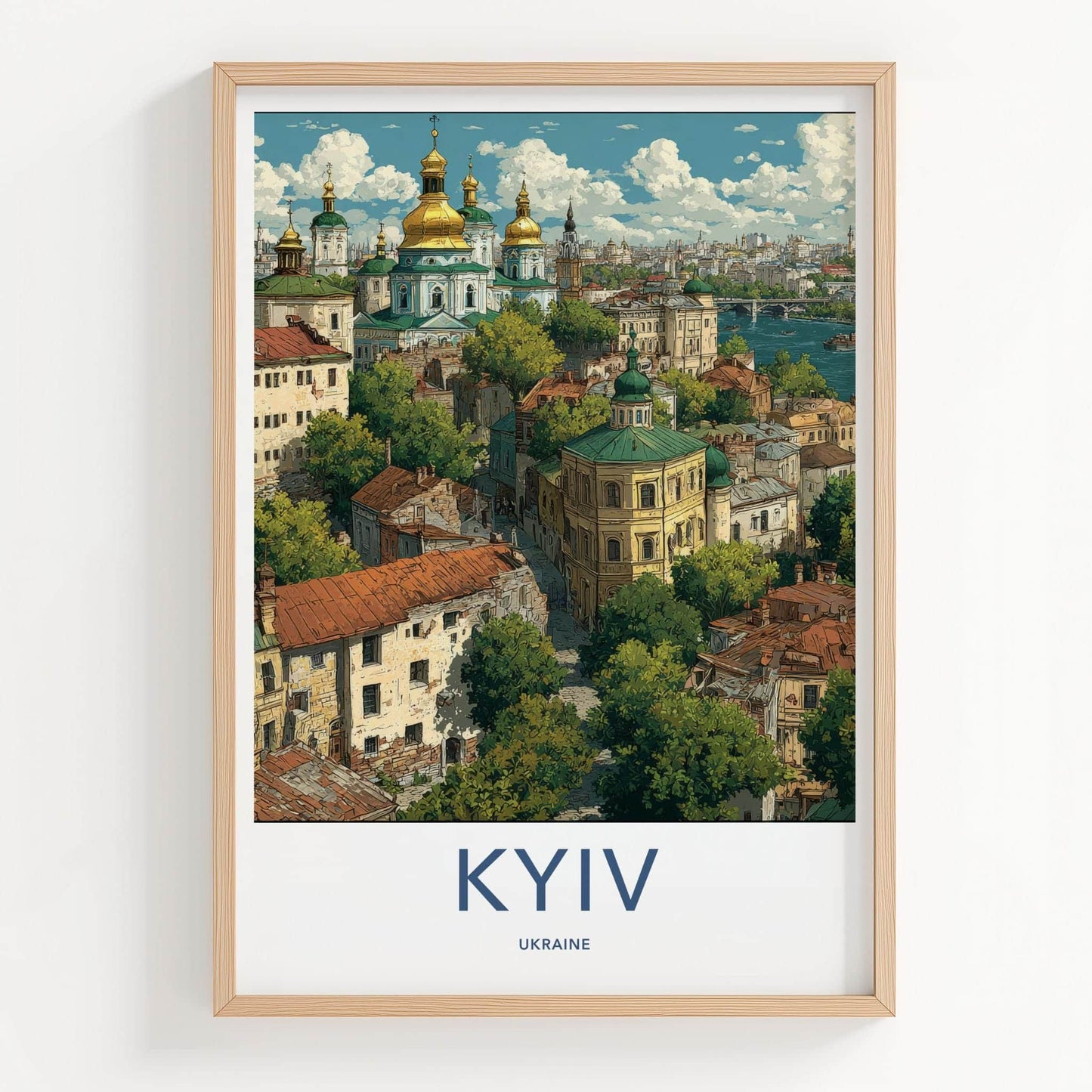 Kyiv Poster - Ukraine Wall Art - Domed Churches River Home Decor