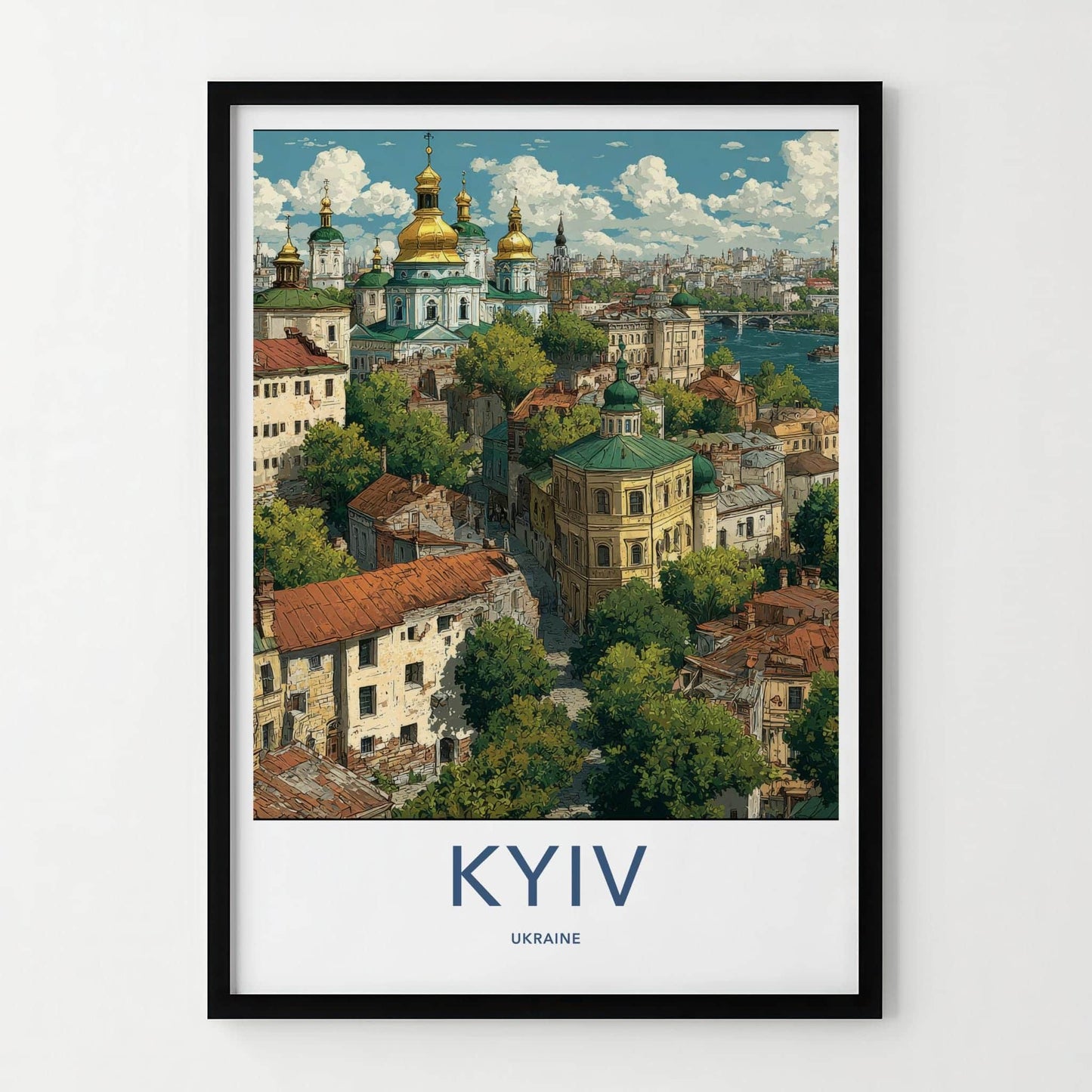 Kyiv Poster - Ukraine Wall Art - Domed Churches River Home Decor