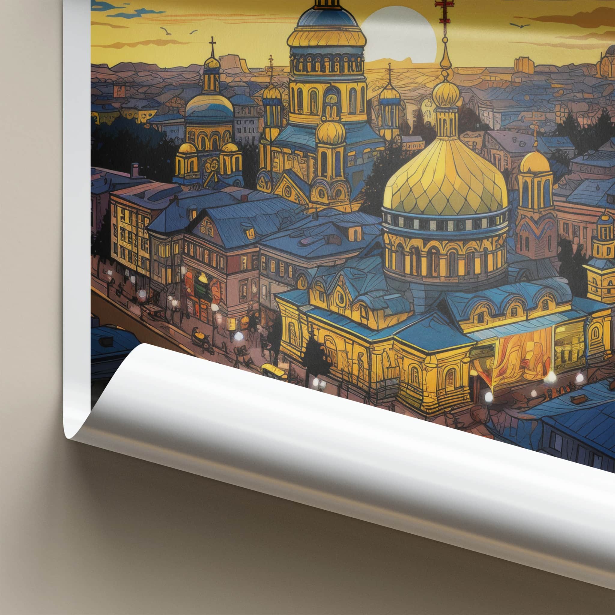 Kyiv Poster - Ukraine Wall Art - Golden Domes Sunset Home Decor