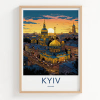 Kyiv Poster - Ukraine Wall Art - Golden Domes Sunset Home Decor