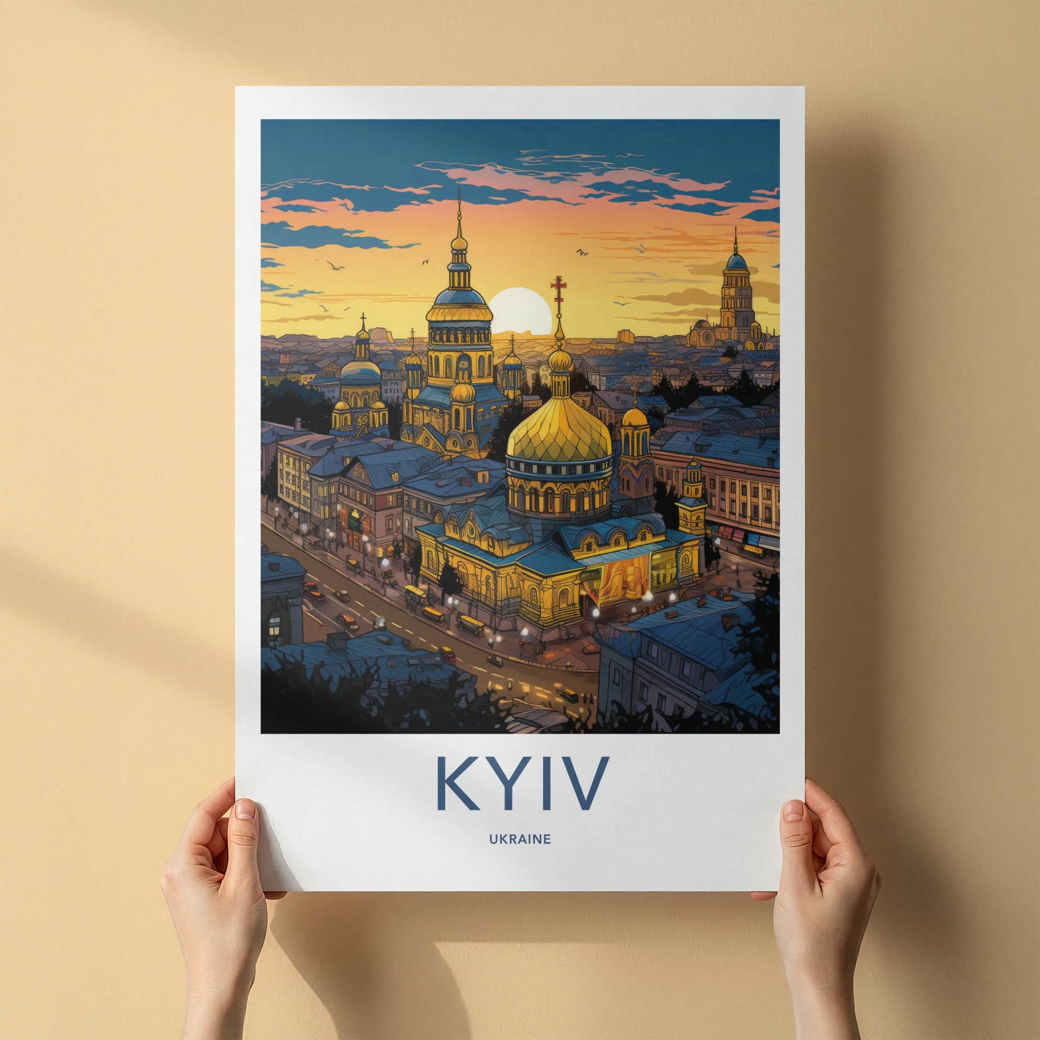 Kyiv Poster - Ukraine Wall Art - Golden Domes Sunset Home Decor