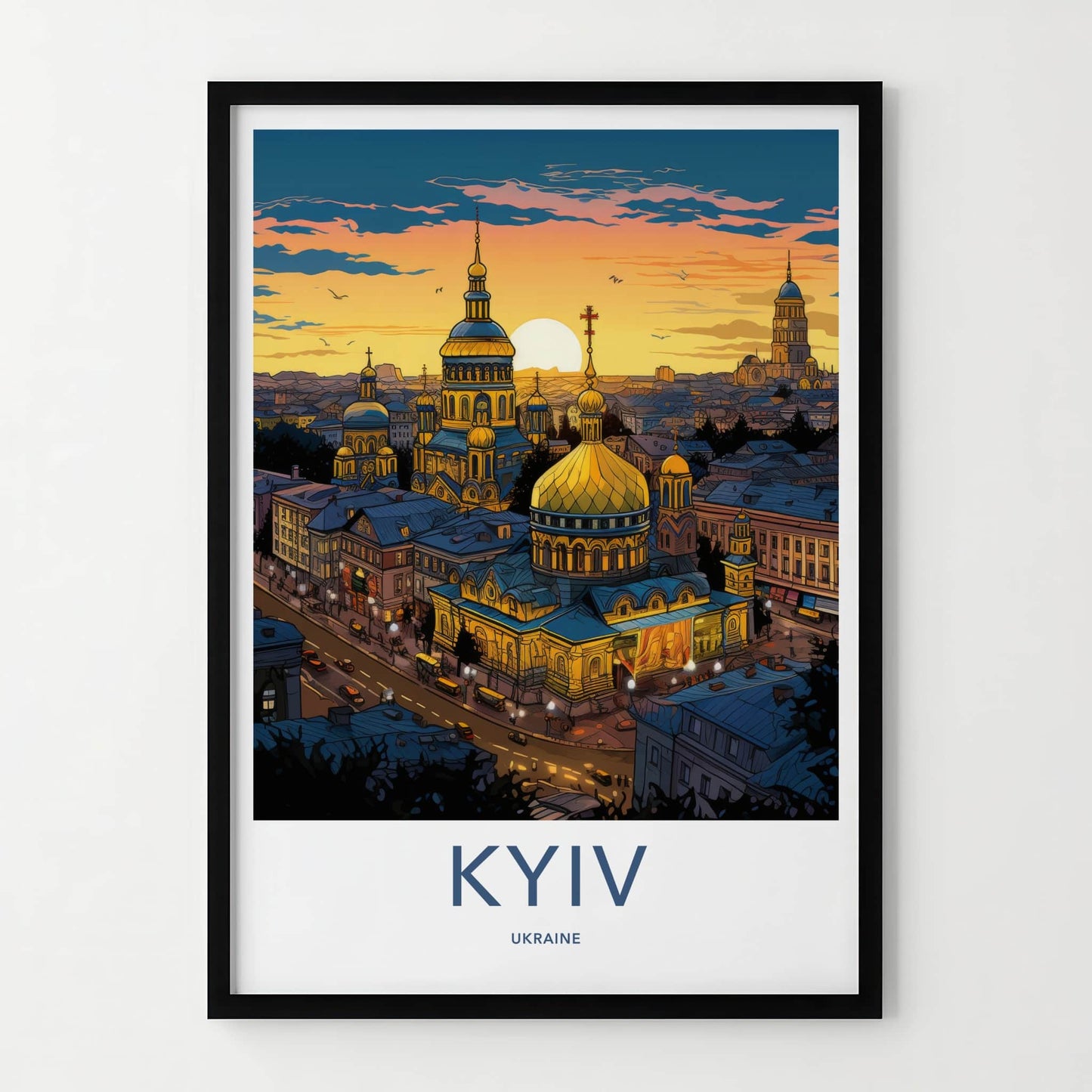Kyiv Poster - Ukraine Wall Art - Golden Domes Sunset Home Decor
