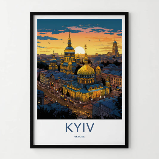 Kyiv Poster - Ukraine Wall Art - Golden Domes Sunset Home Decor