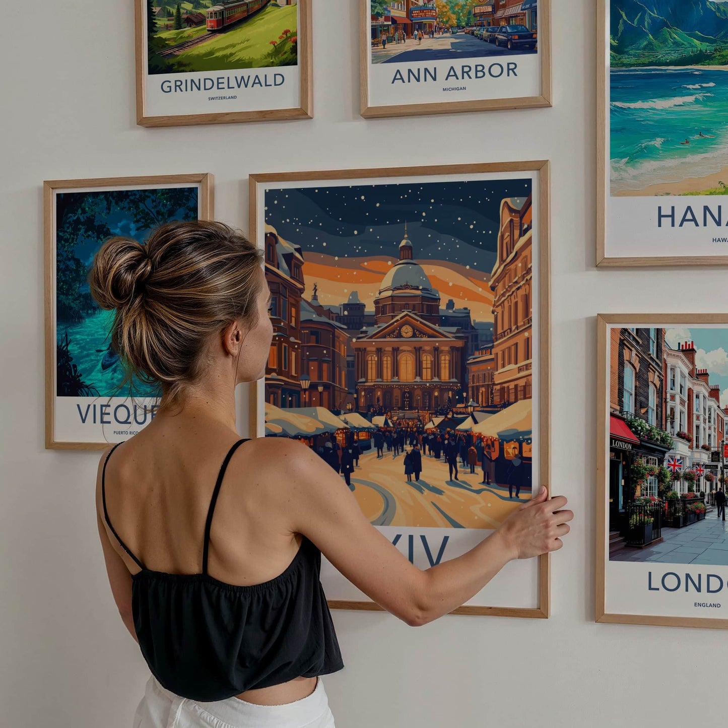 Kyiv Poster - Ukraine Wall Art - Snowy Market Square Home Decor