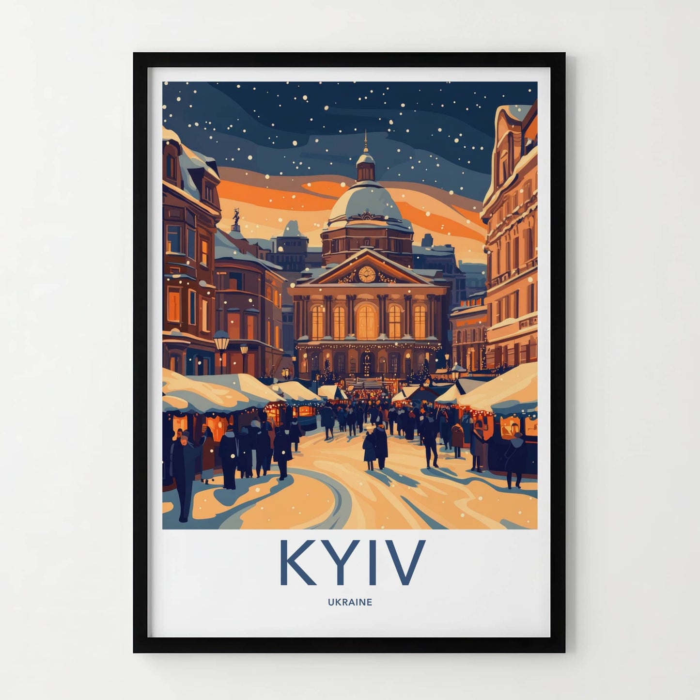 Kyiv Poster - Ukraine Wall Art - Snowy Market Square Home Decor