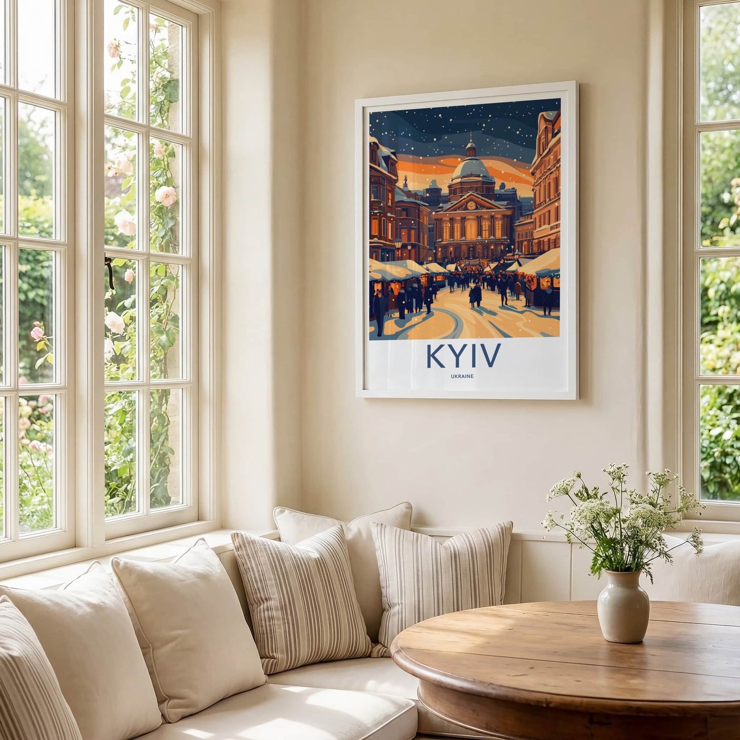 Kyiv Poster - Ukraine Wall Art - Snowy Market Square Home Decor