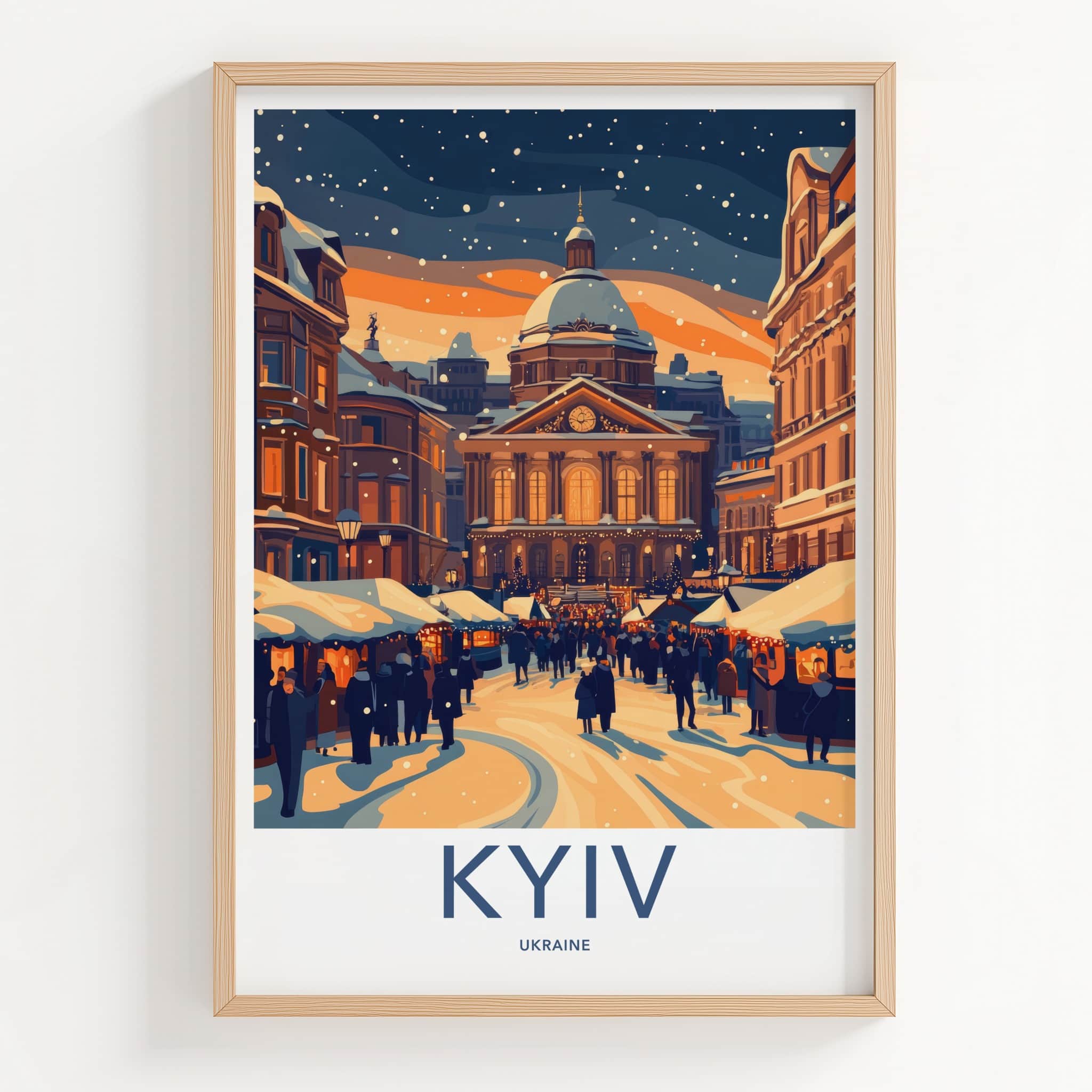 Kyiv Poster - Ukraine Wall Art - Snowy Market Square Home Decor