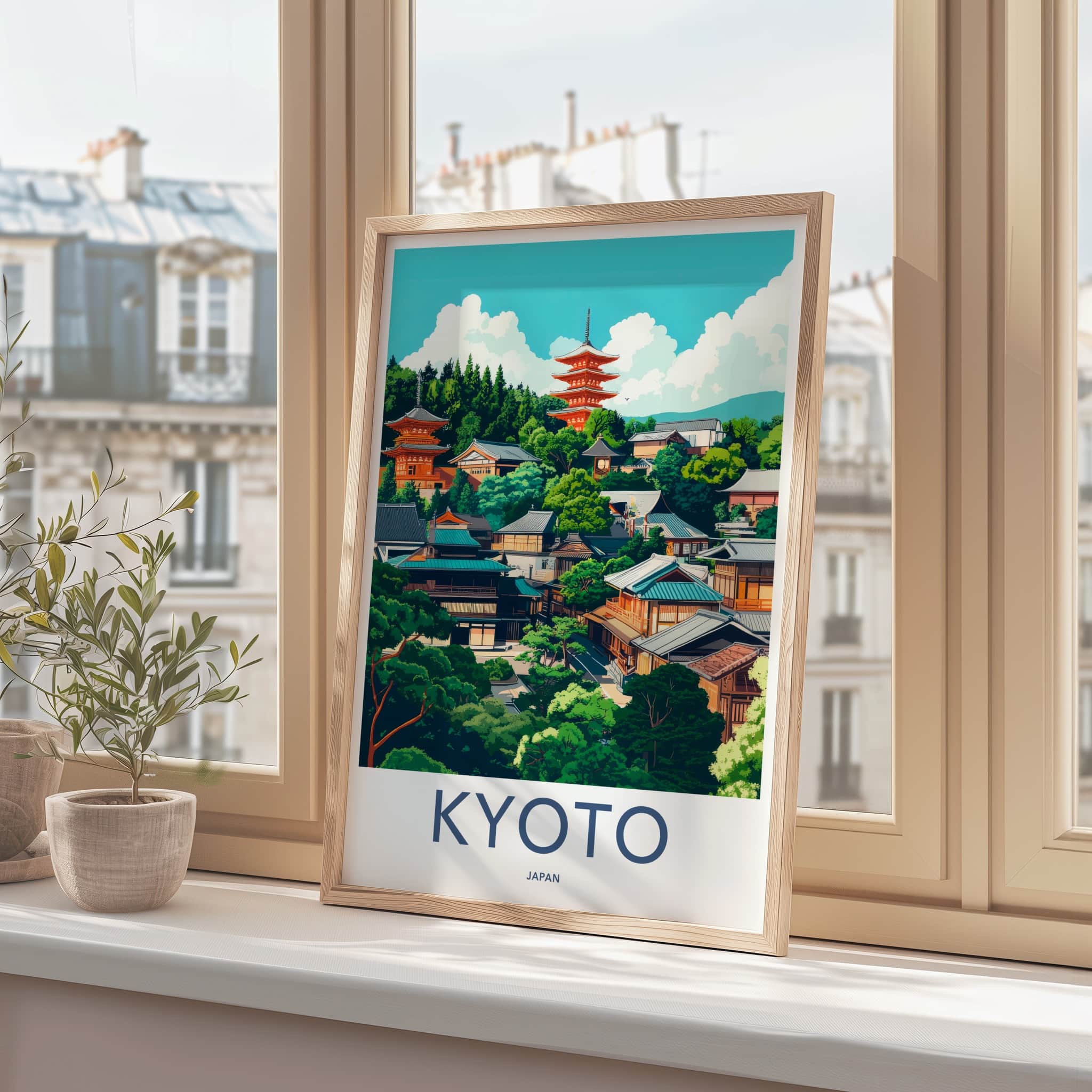 Kyoto Poster - Japan Travel Art - Traditional Japanese Architecture Wall Decor