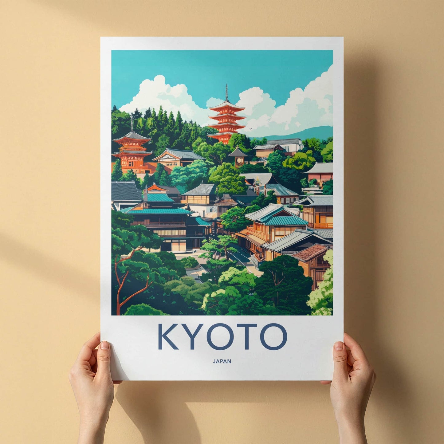 Kyoto Poster - Japan Travel Art - Traditional Japanese Architecture Wall Decor