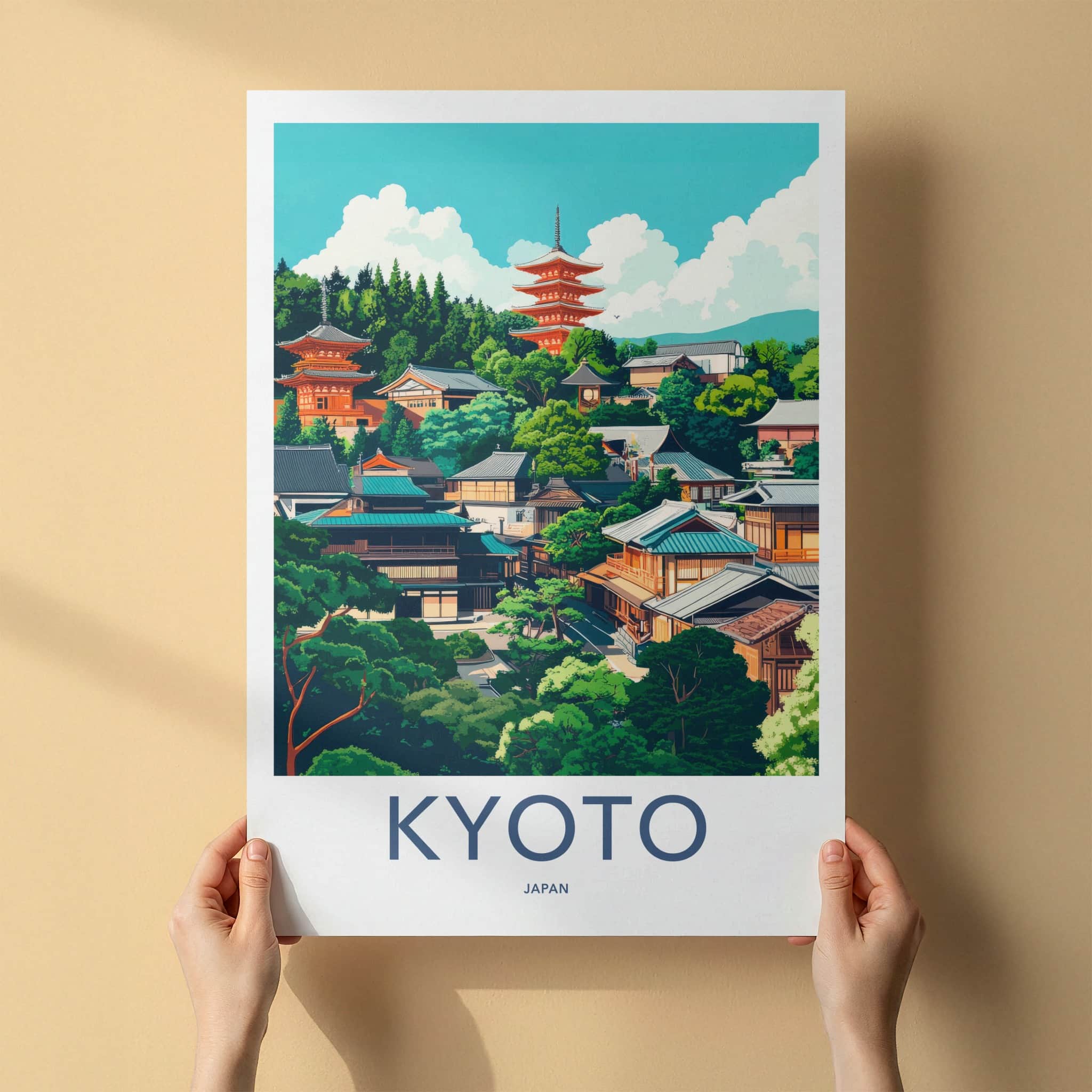 Kyoto Poster - Japan Travel Art - Traditional Japanese Architecture Wall Decor