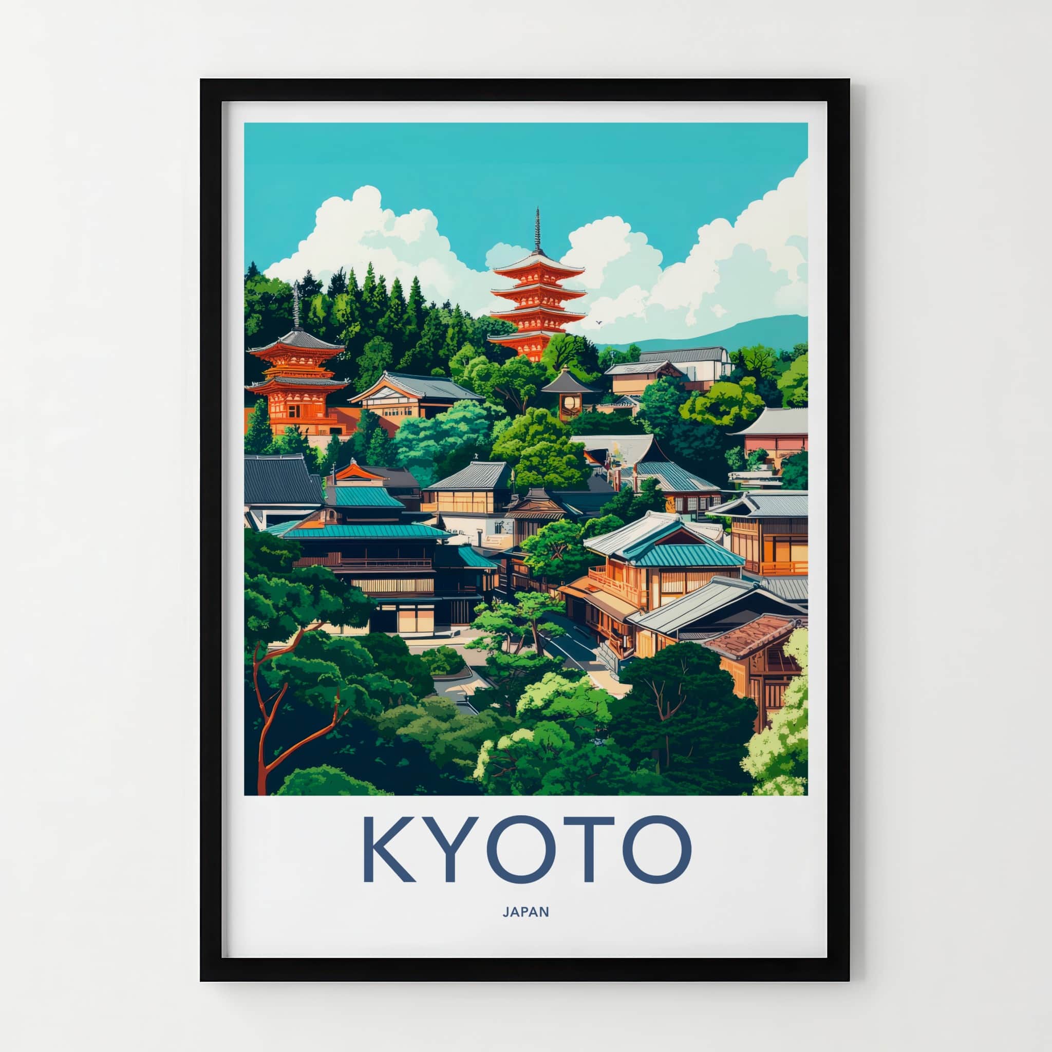 Kyoto Poster - Japan Travel Art - Traditional Japanese Architecture Wall Decor