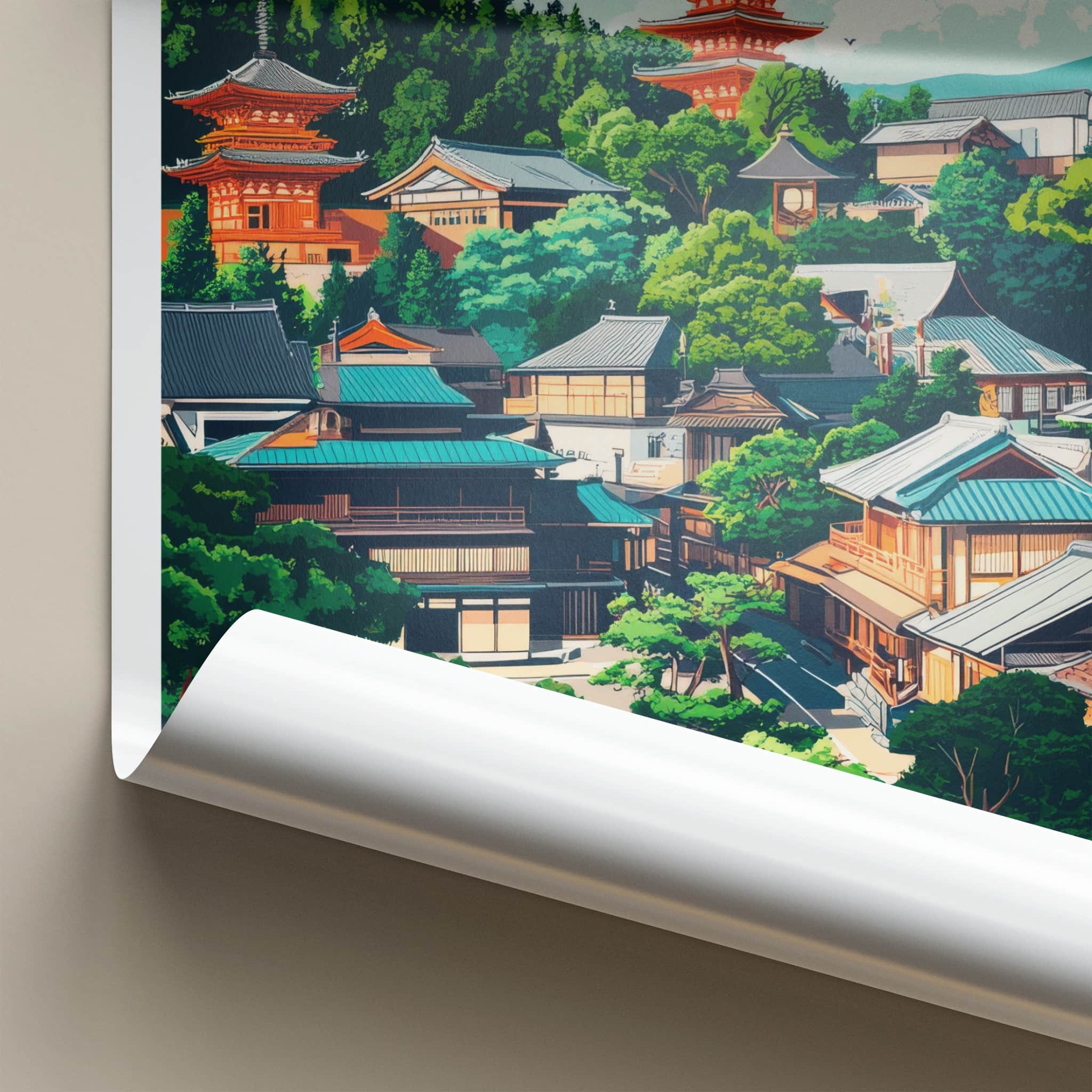 Kyoto Poster - Japan Travel Art - Traditional Japanese Architecture Wall Decor
