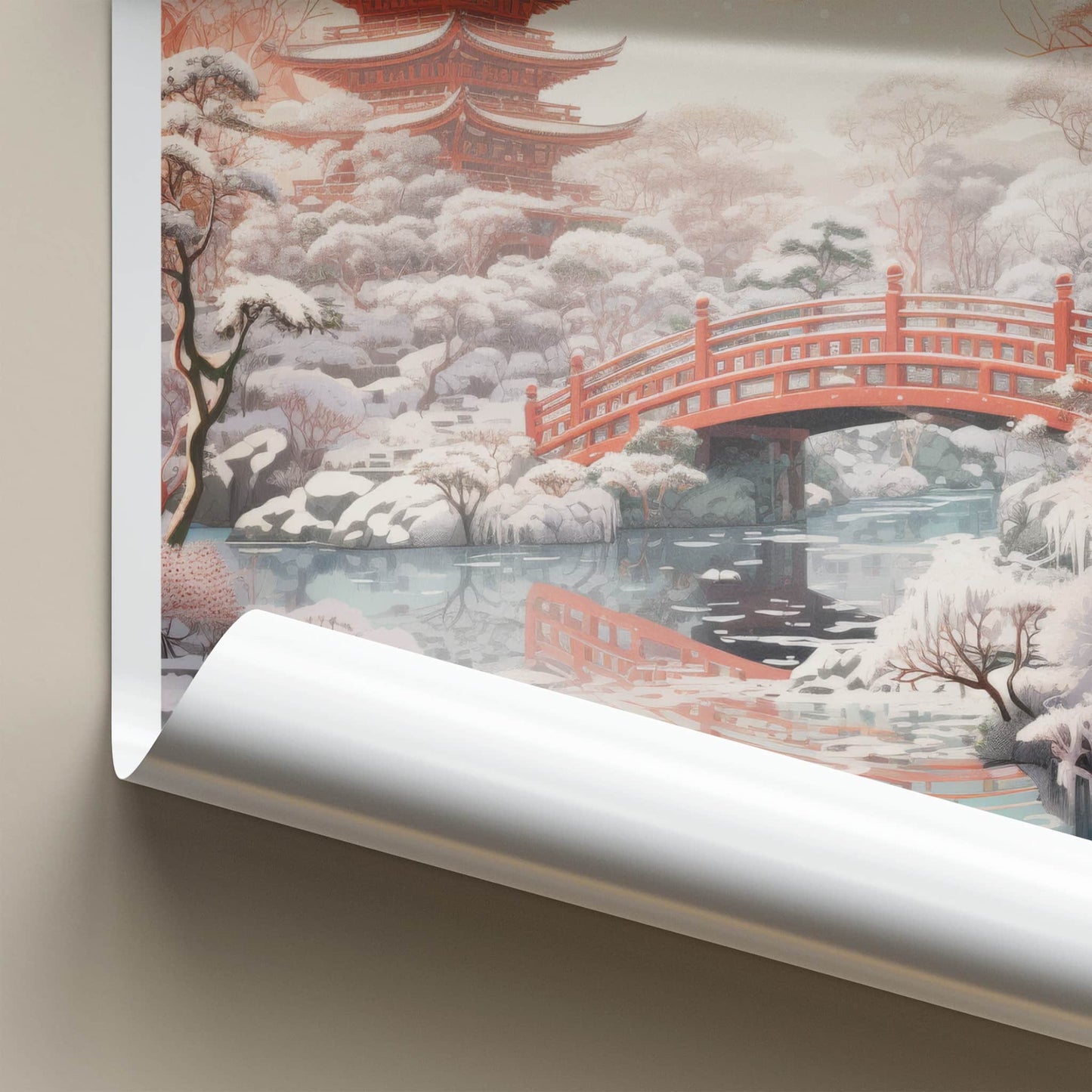 Kyoto Poster - Japan Travel Art - Winter Pagoda Scene Home Decor