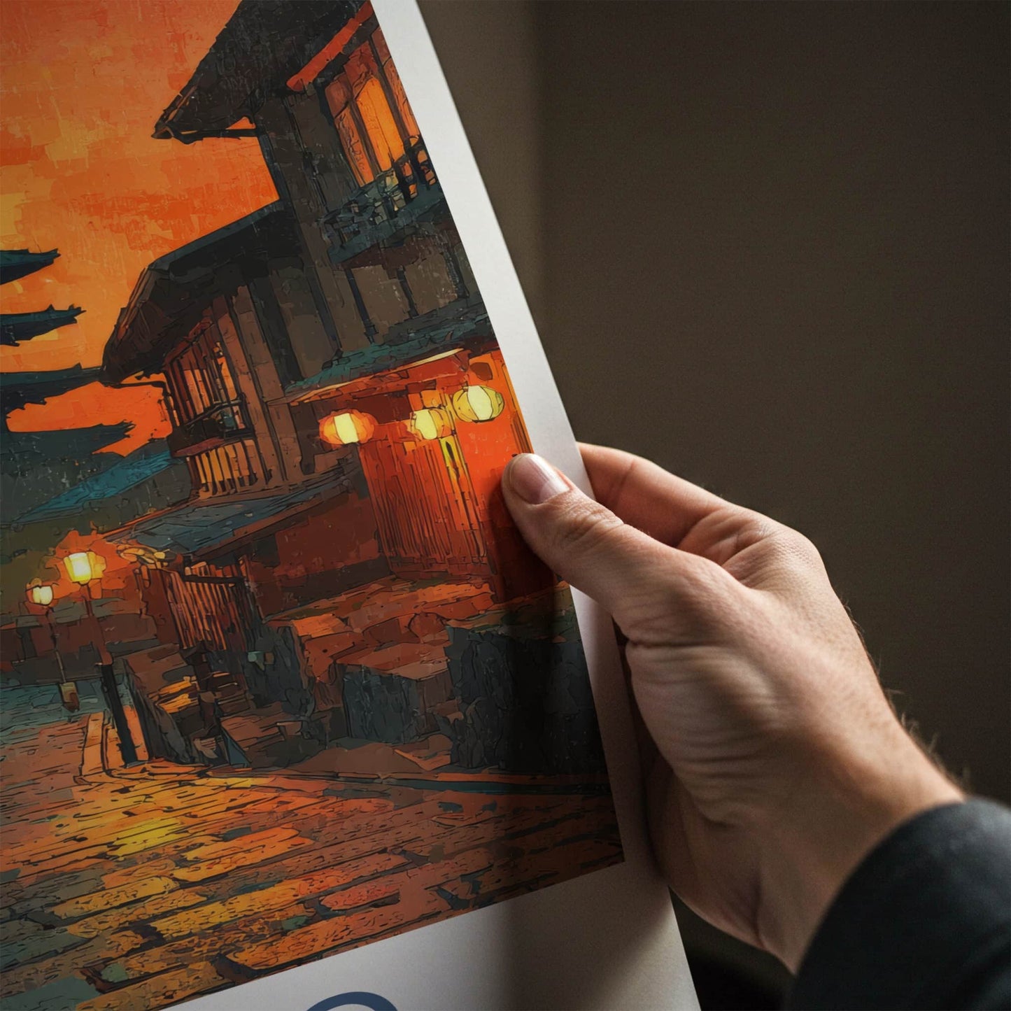 Kyoto Poster - Japan Travel Print - Fiery Sunset Pagoda Home Decor