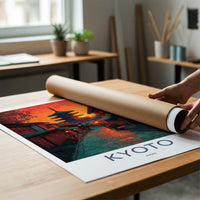 Kyoto Poster - Japan Wall Art - Pagoda Sunset Street Home Decor