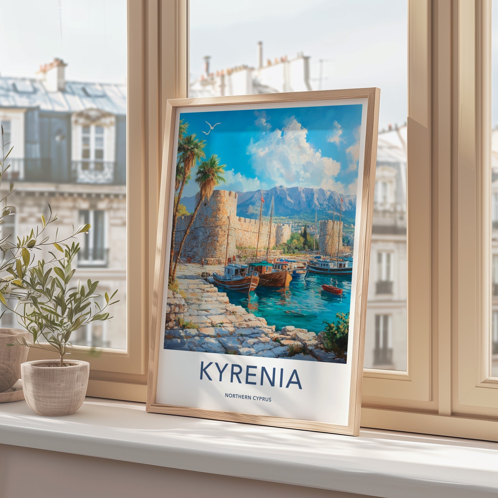 Kyrenia Poster - Cyprus Wall Art - Historic Harbor Boats Home Decor