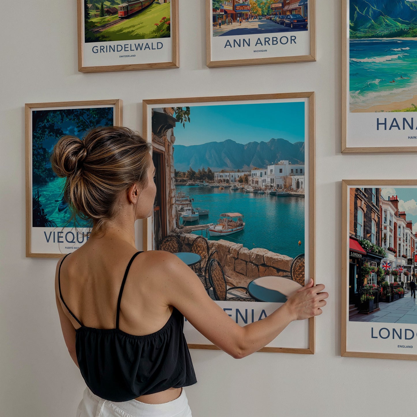 Kyrenia Poster - Northern Cyprus Travel Art - Balcony Harbor View Home Decor