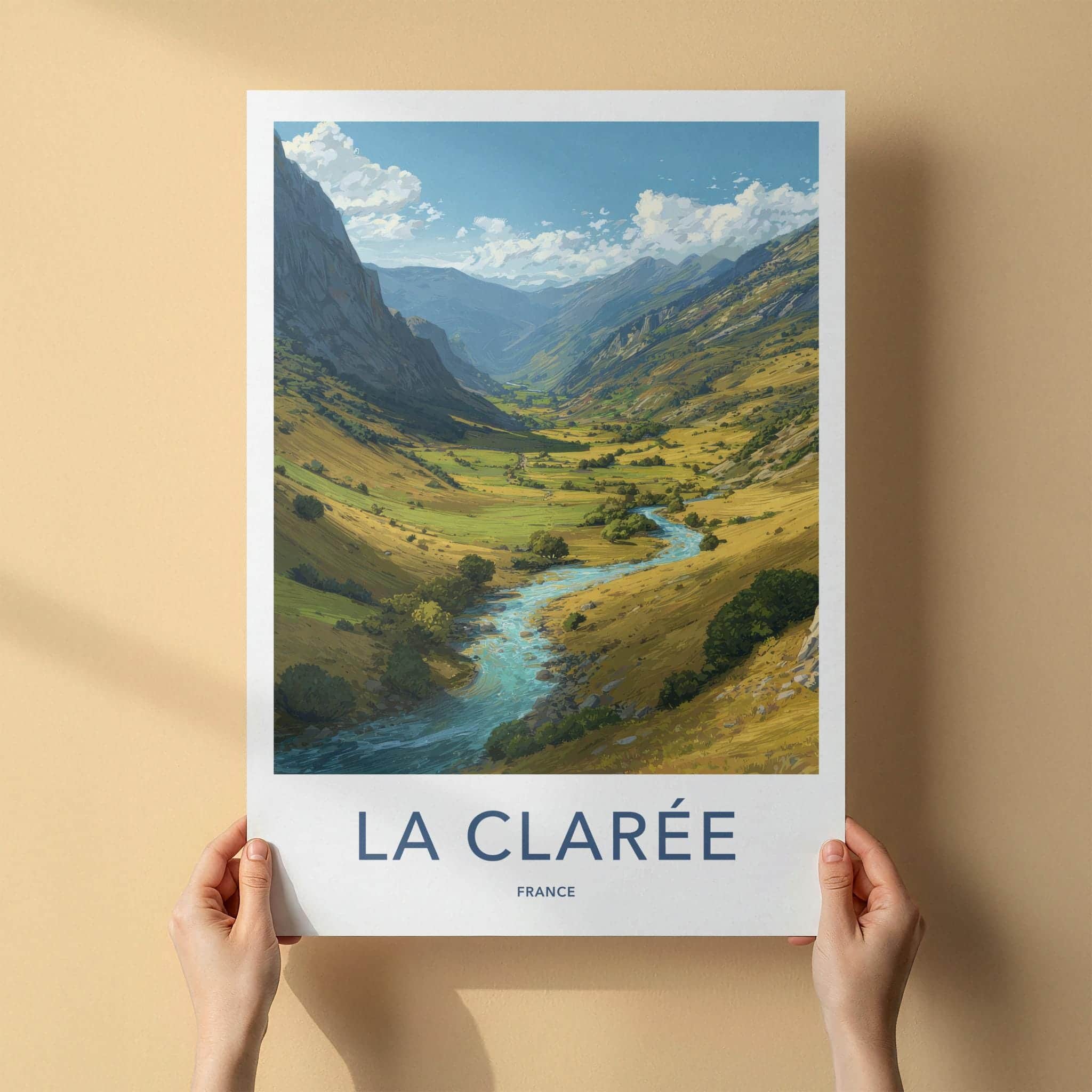La Claree Poster - France Travel Art - Alpine River Valley Home Decor