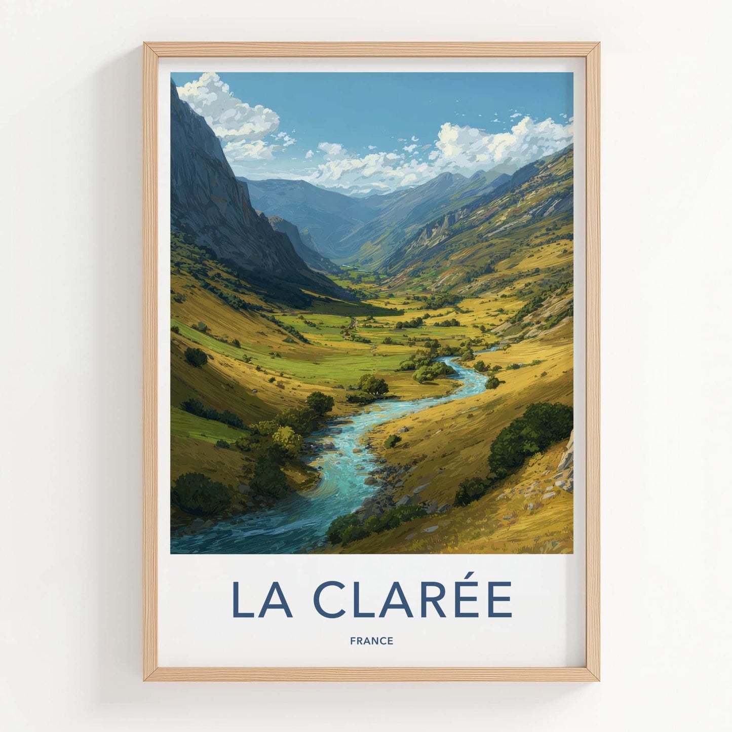 La Claree Poster - France Travel Art - Alpine River Valley Home Decor