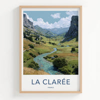 La Claree Poster - France Travel Art - Green Valley Stream Home Decor