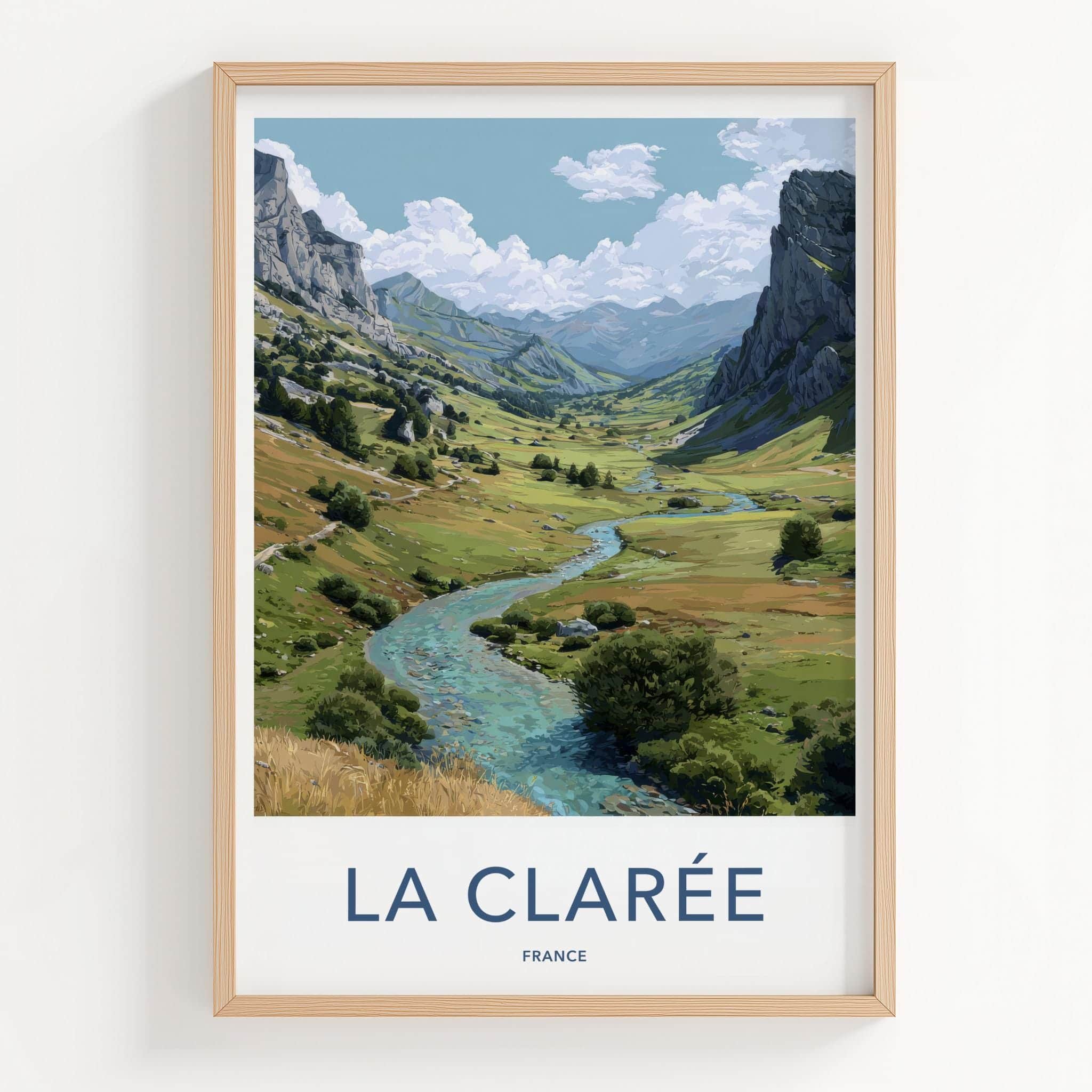 La Claree Poster - France Travel Art - Green Valley Stream Home Decor