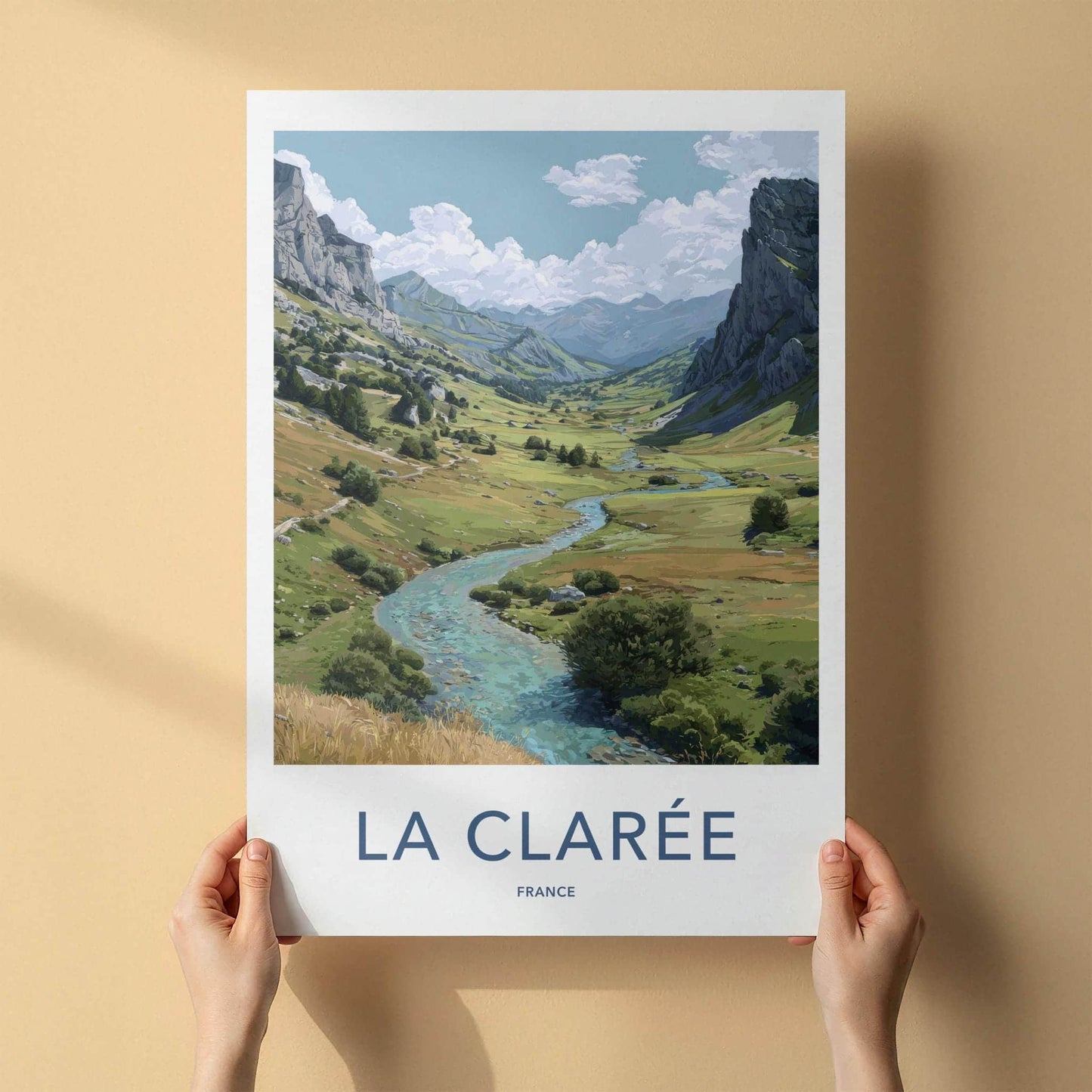 La Claree Poster - France Travel Art - Green Valley Stream Home Decor
