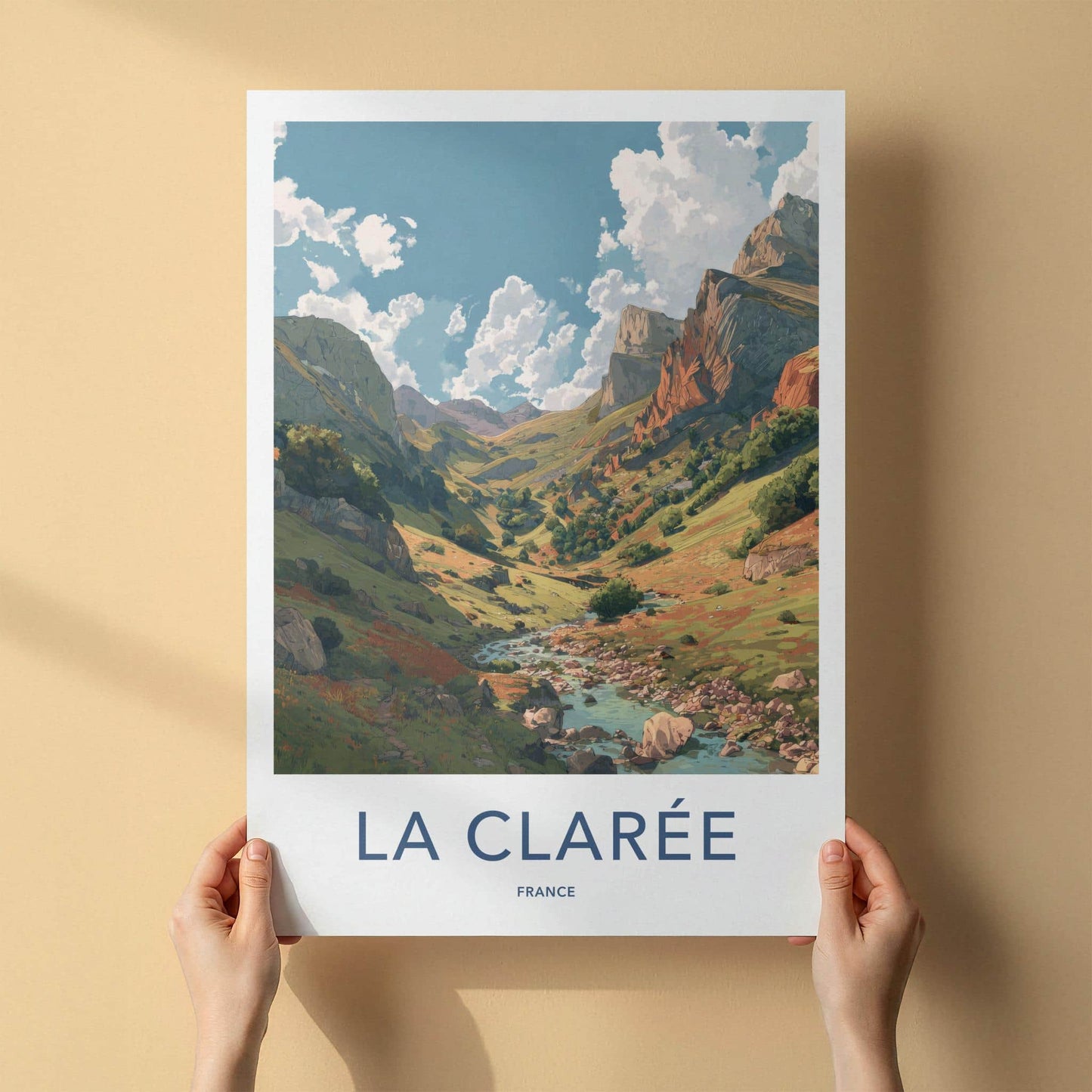 La Claree Poster - France Travel Art - Lush Mountain Valley Home Decor