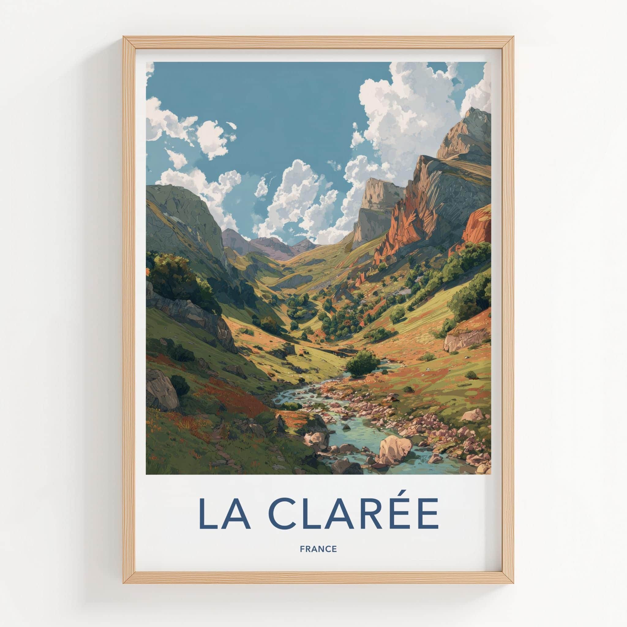 La Claree Poster - France Travel Art - Lush Mountain Valley Home Decor