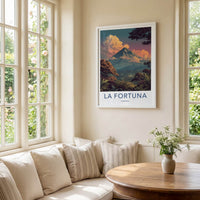 LA FORTUNA Poster - Costa Rica Travel Art - Volcanic Peak Sunset Home Decor