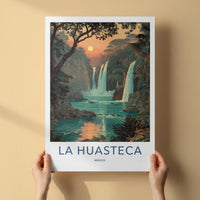 LA HUASTECA Poster - Mexico Travel Art - Tropical Waterfall Scene Home Decor