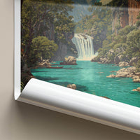 LA HUASTECA Poster - Mexico Travel Art - Turquoise River Waterfall Wall Decor