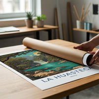 LA HUASTECA Poster - Mexico Travel Art - Turquoise River Waterfall Wall Decor