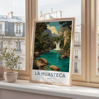 La Huasteca Poster - Mexico Travel Art - Turquoise Water Falls Home Decor