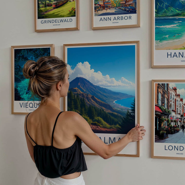 La Palma Poster - Spain Travel Art - Lush Volcanic Coast Wall Decor