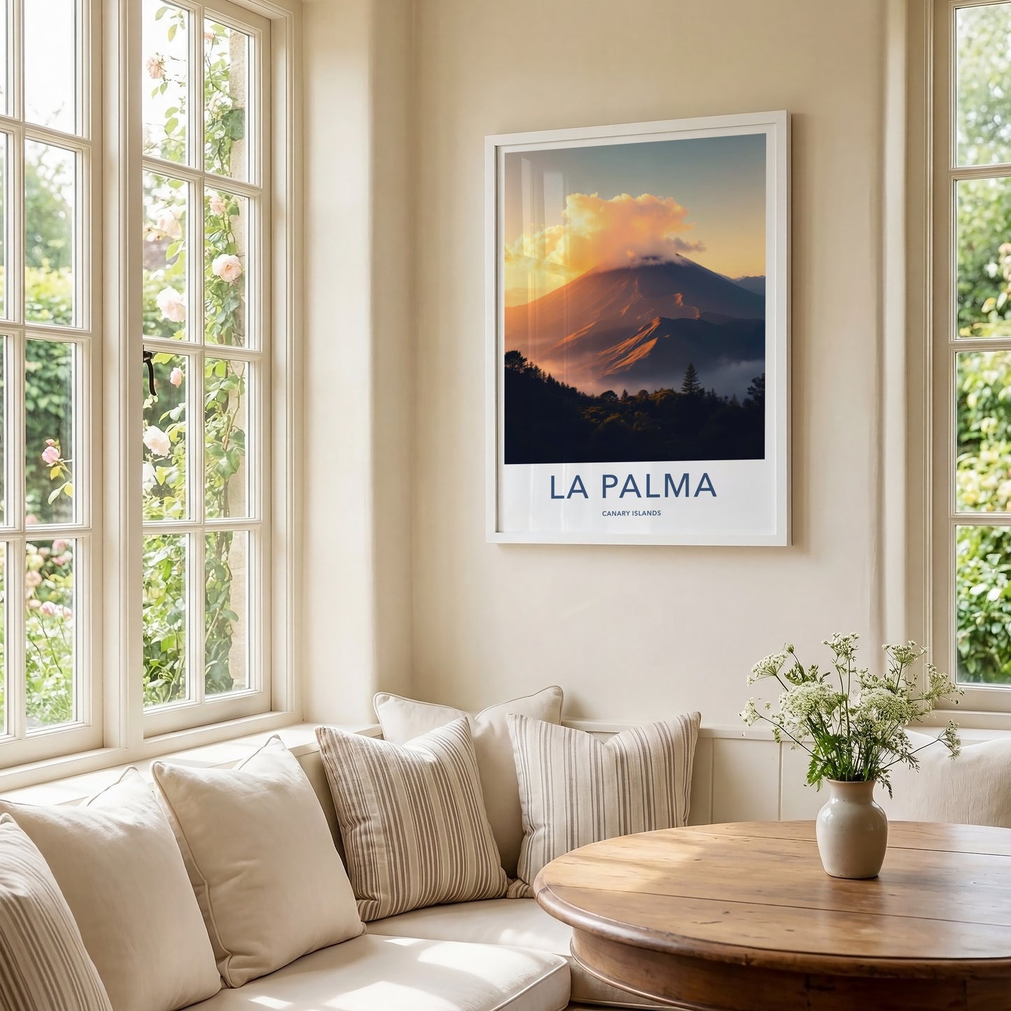 La Palma Poster - Spain Travel Art - Misty Mountain Sunset Home Decor