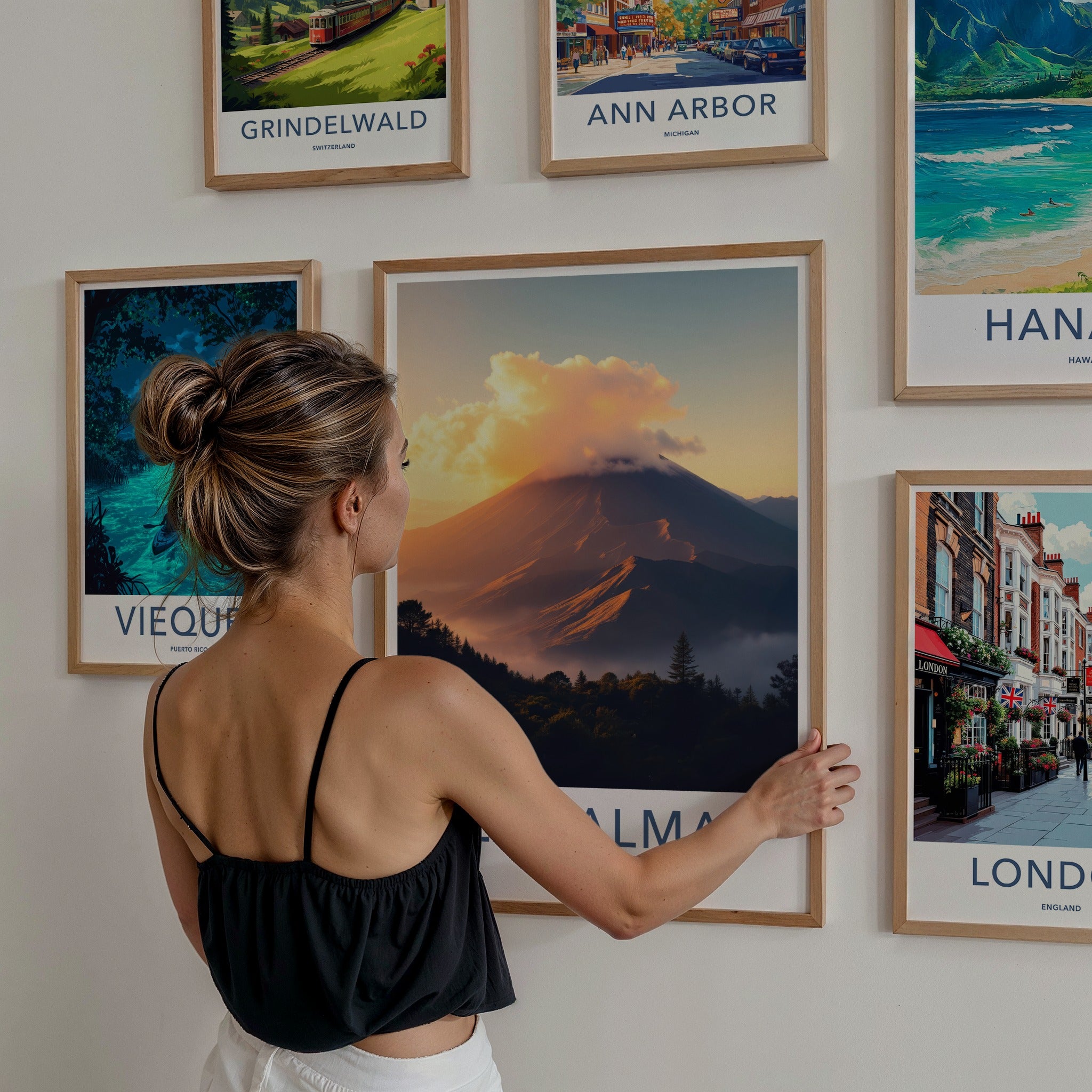 La Palma Poster - Spain Travel Art - Misty Mountain Sunset Home Decor