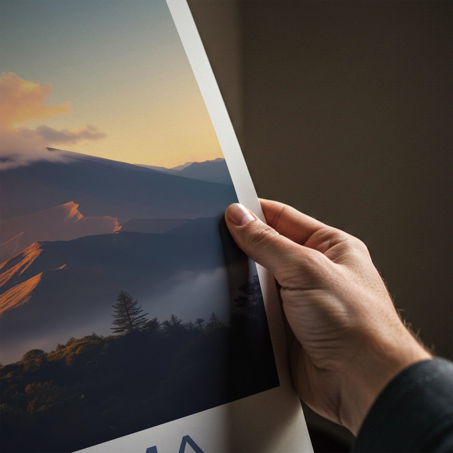 La Palma Poster - Spain Travel Art - Misty Mountain Sunset Home Decor