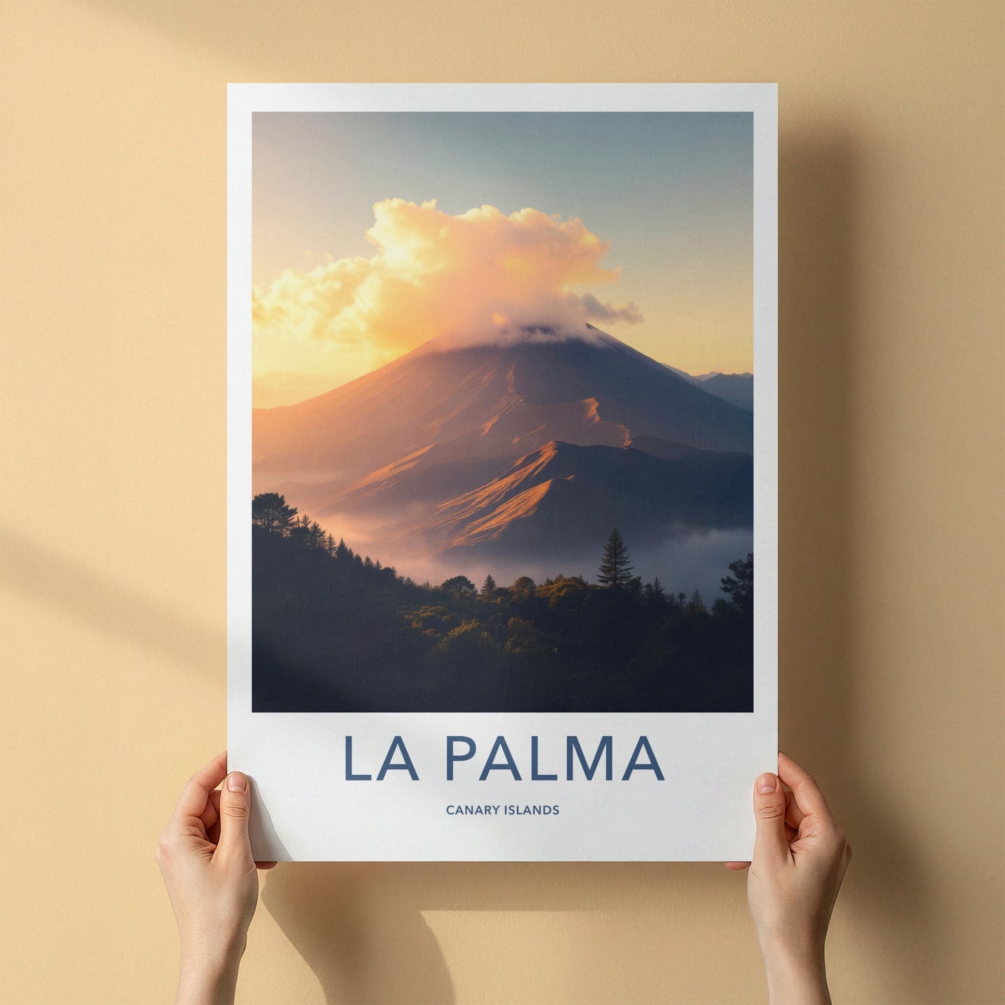 La Palma Poster - Spain Travel Art - Misty Mountain Sunset Home Decor