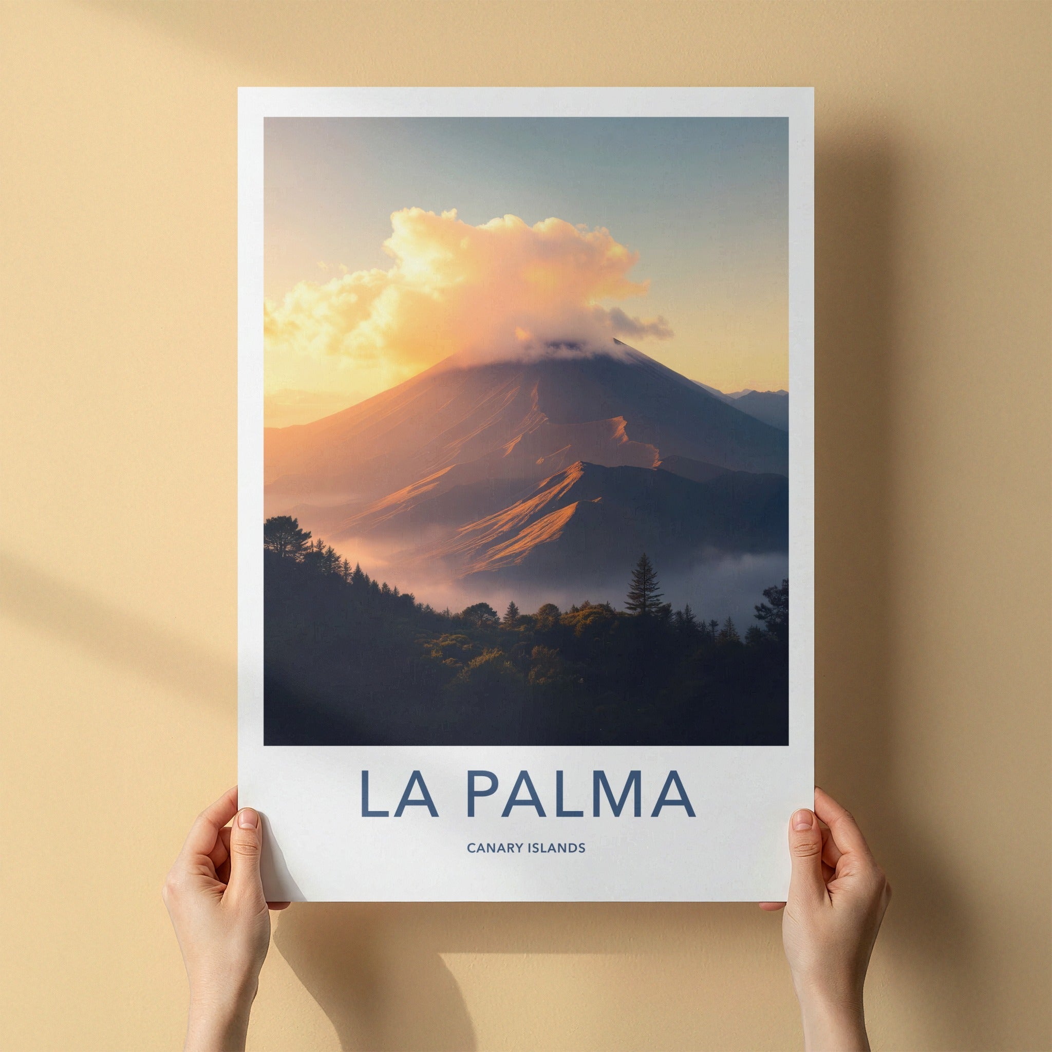 La Palma Poster - Spain Travel Art - Misty Mountain Sunset Home Decor