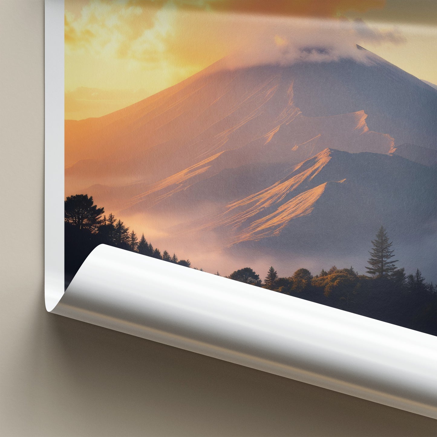 La Palma Poster - Spain Travel Art - Misty Mountain Sunset Home Decor