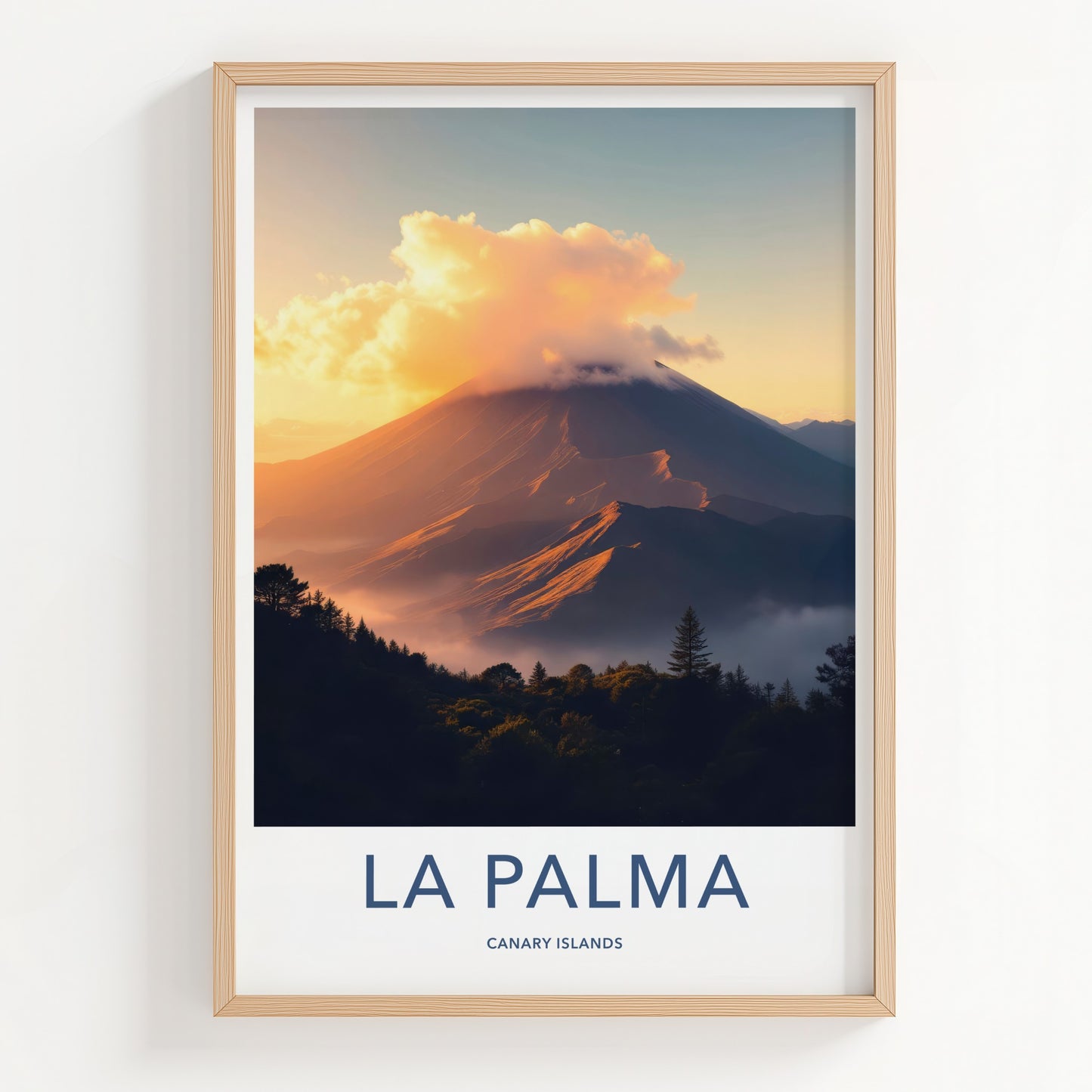 La Palma Poster - Spain Travel Art - Misty Mountain Sunset Home Decor