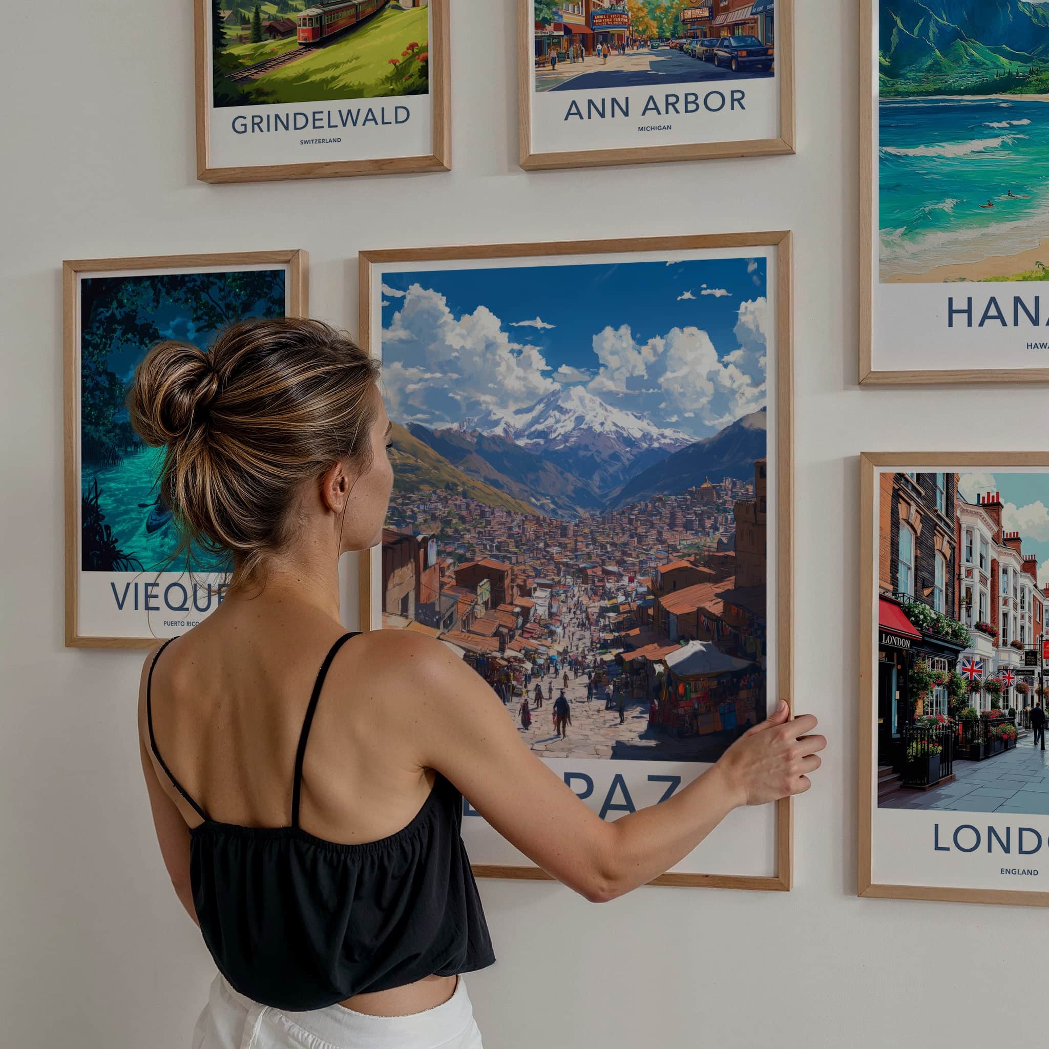 La Paz Poster - Bolivia Travel Art - Andean Cityscape Streets Home Decor