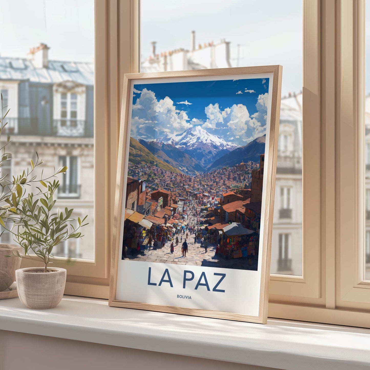 La Paz Poster - Bolivia Travel Art - Andean Cityscape Streets Home Decor