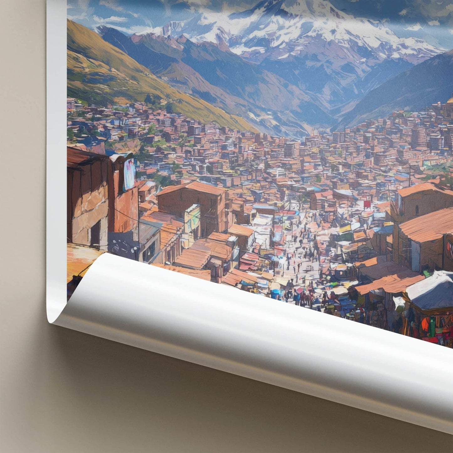 La Paz Poster - Bolivia Travel Art - Andean Cityscape Streets Home Decor