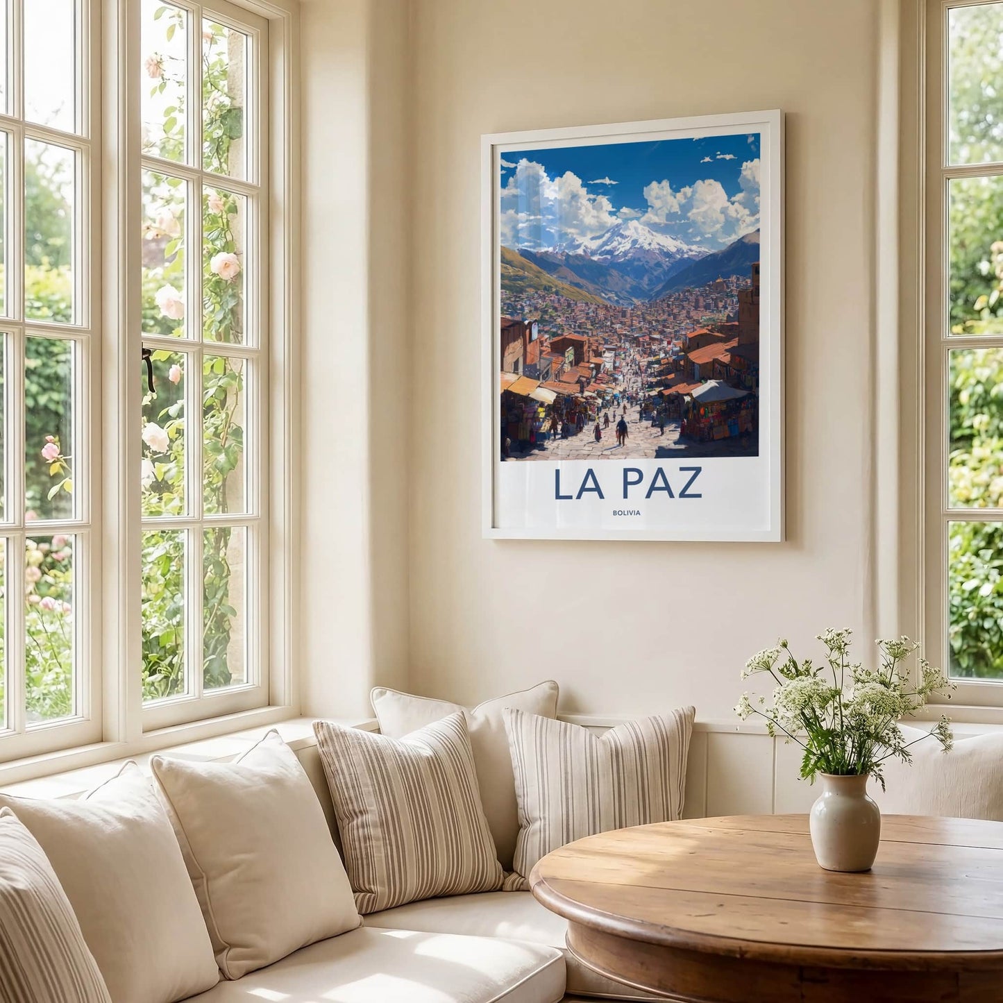 La Paz Poster - Bolivia Travel Art - Andean Cityscape Streets Home Decor