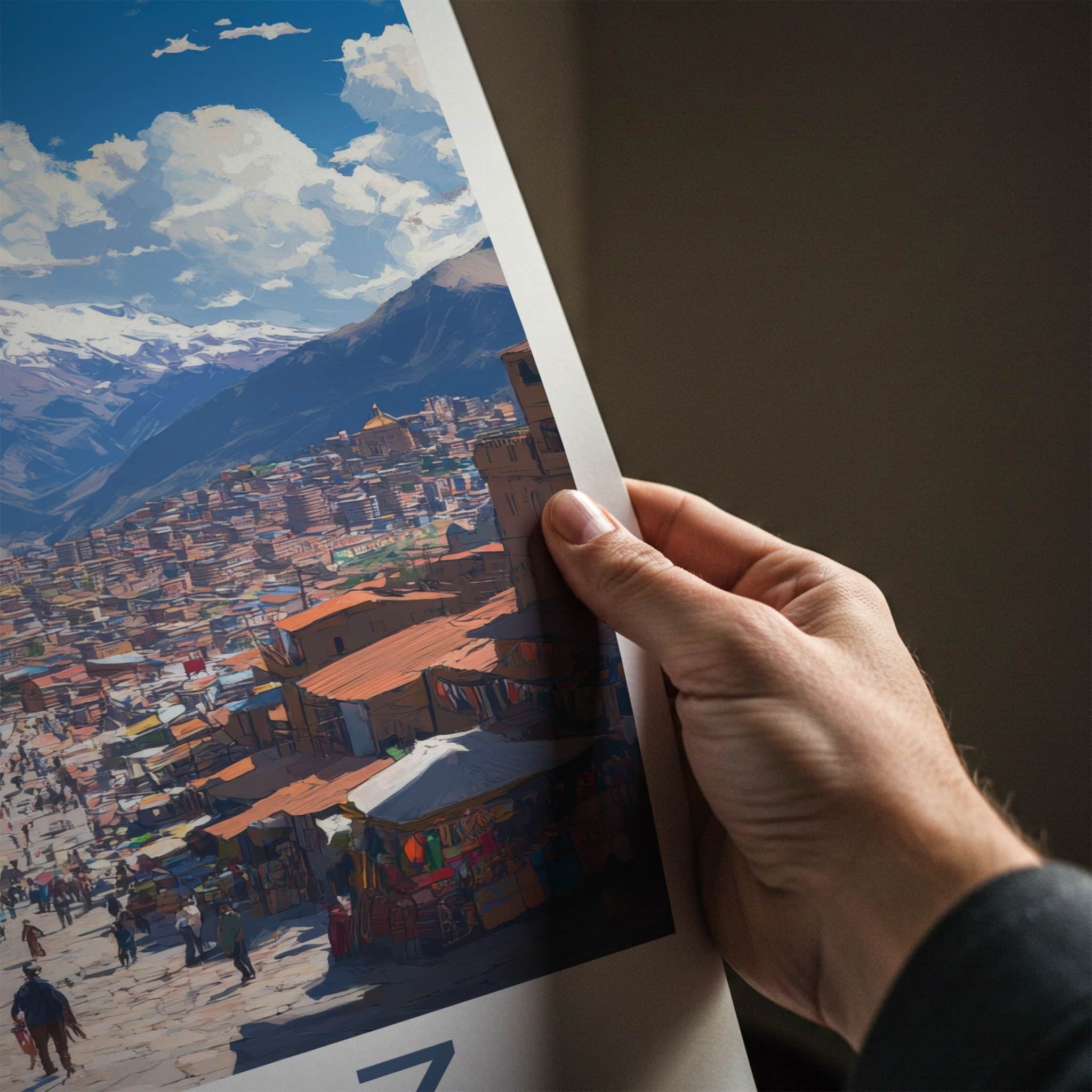 La Paz Poster - Bolivia Travel Art - Andean Cityscape Streets Home Decor