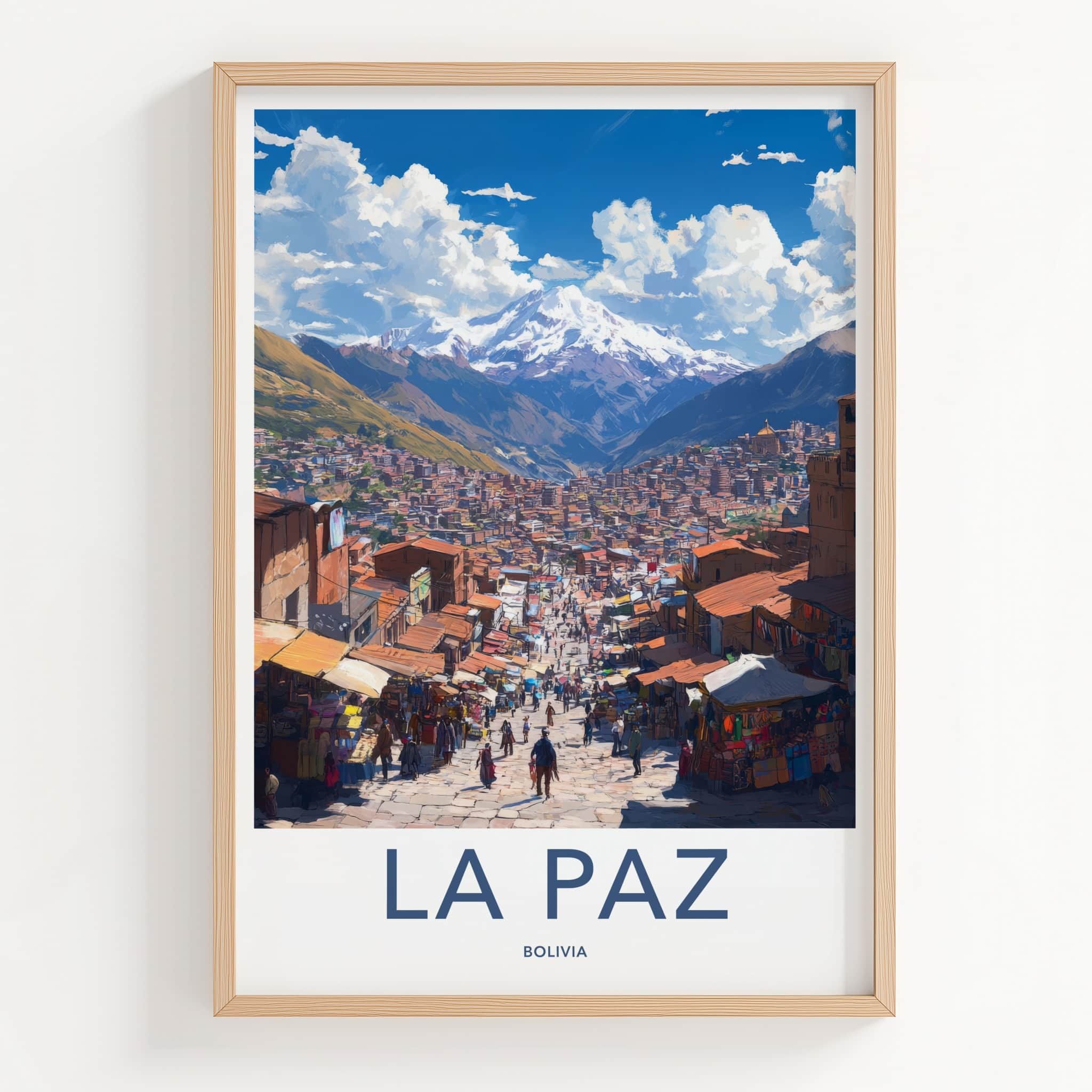 La Paz Poster - Bolivia Travel Art - Andean Cityscape Streets Home Decor