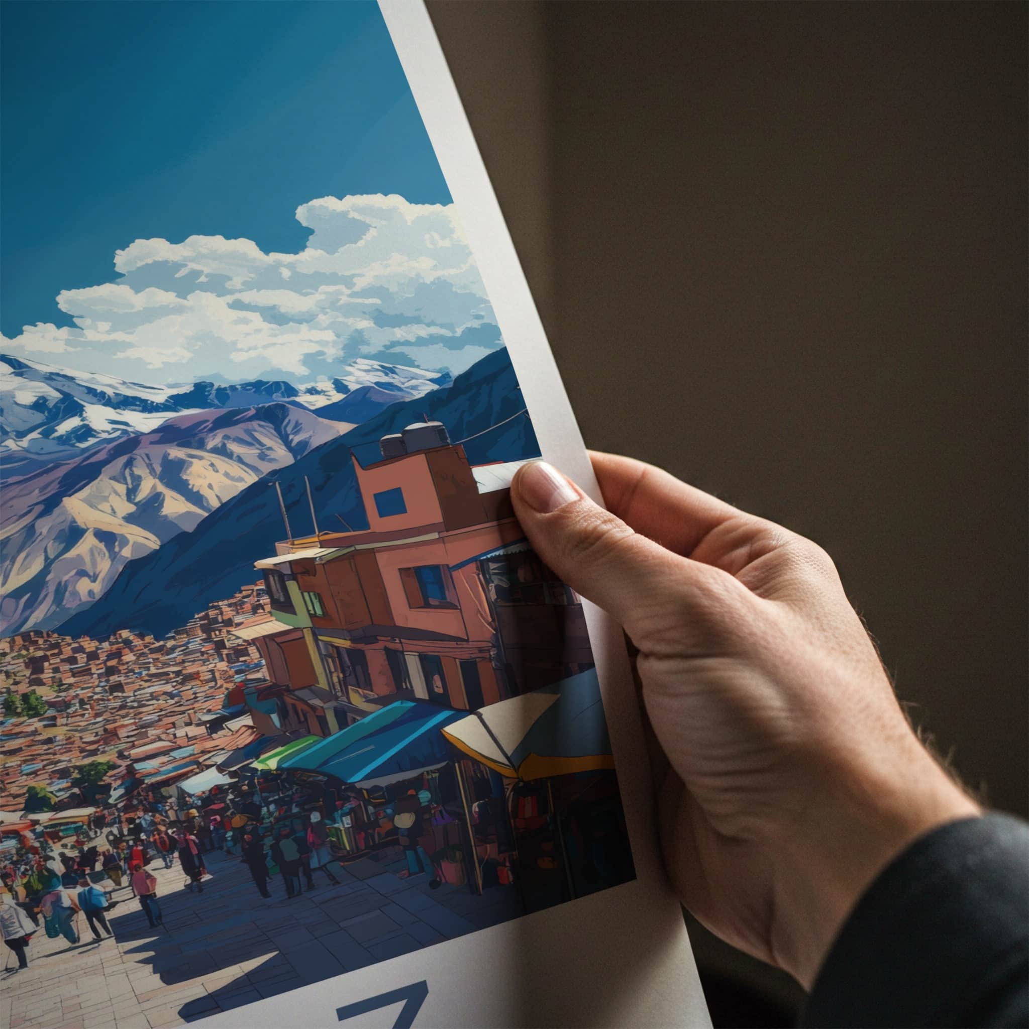 La Paz Poster - Bolivia Travel Art - Mountain City Market Home Decor