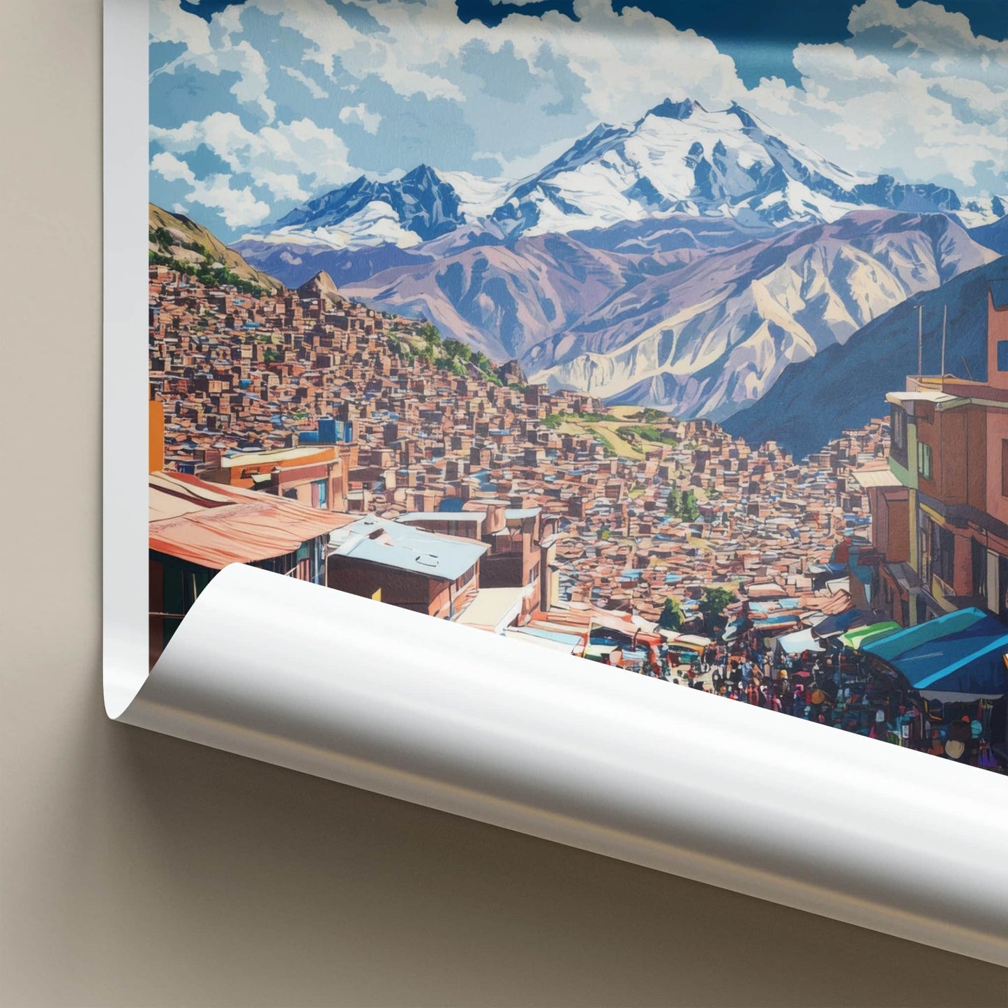 La Paz Poster - Bolivia Travel Art - Mountain City Market Home Decor