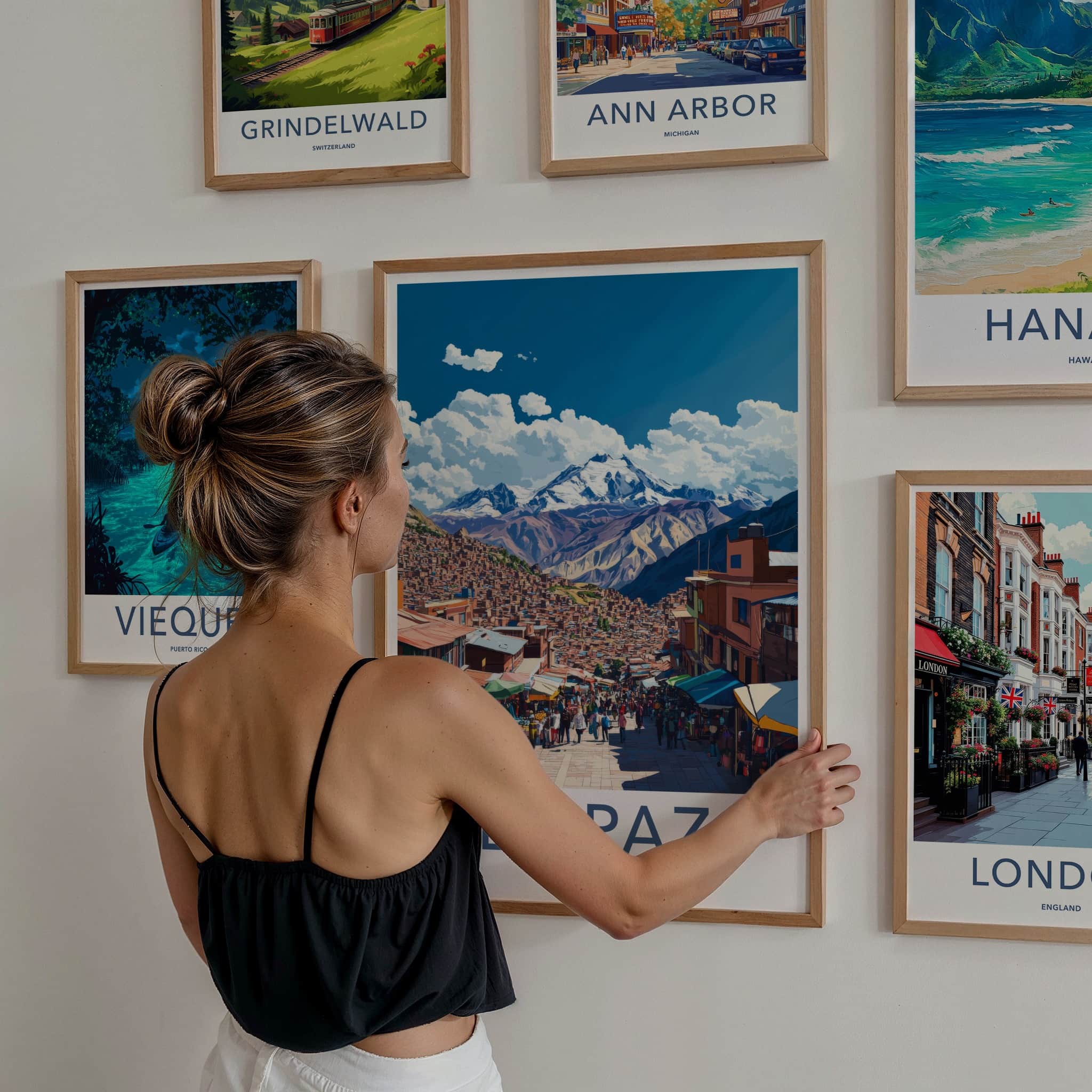 La Paz Poster - Bolivia Travel Art - Mountain City Market Home Decor
